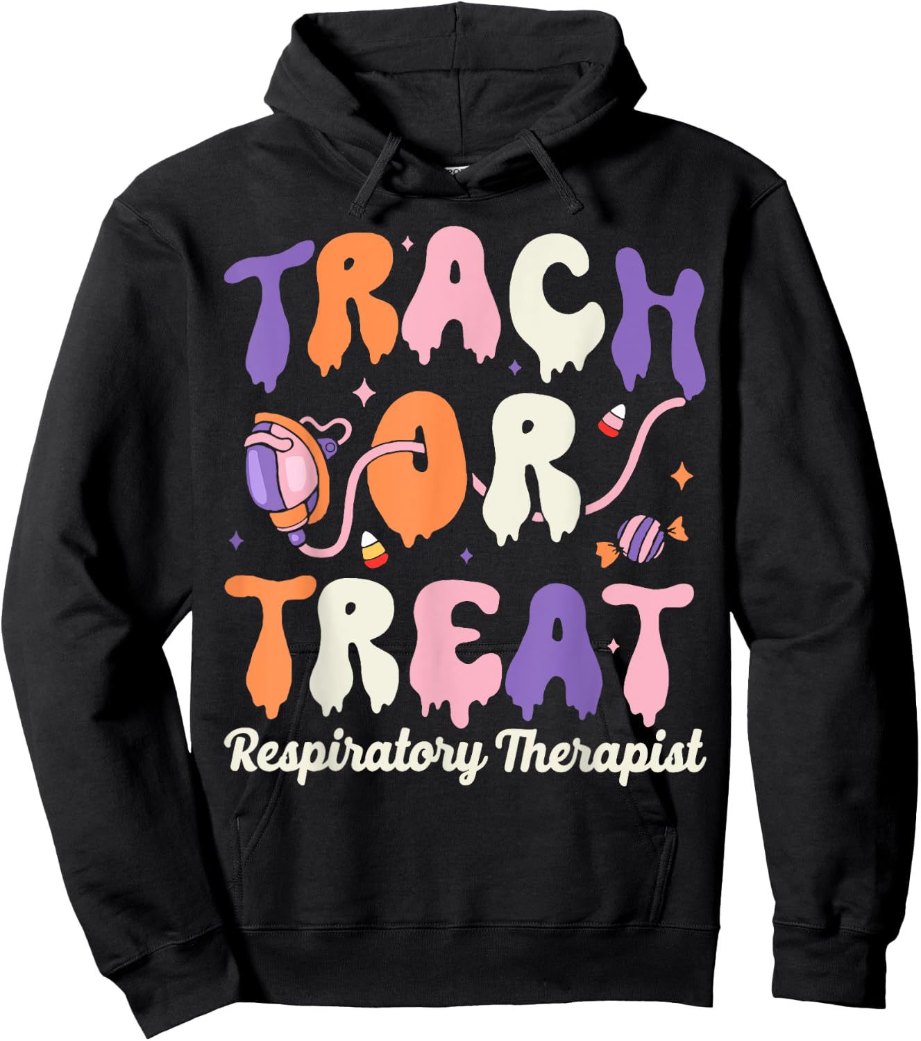 Trach Or Treat Respiratory Therapist Halloween Hoodie - Hoodie | Black