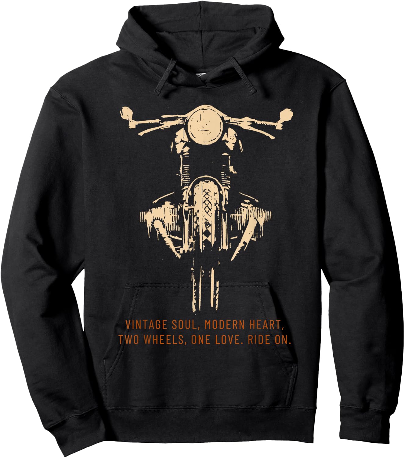 Vintage Motorcycle: Biker Rider Vintage Men's Hoodie - Hoodie | Black