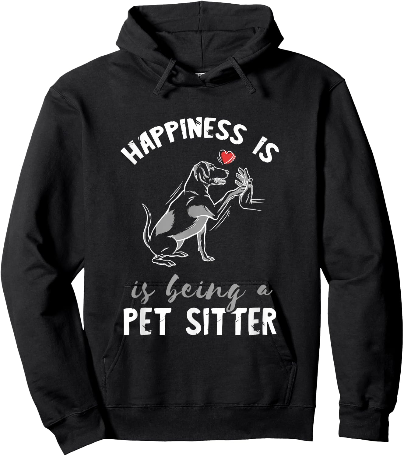 Pet Sitter Happiness Heart Love Pet Watcher Pet Sitting Hoodie - Hoodie | Black