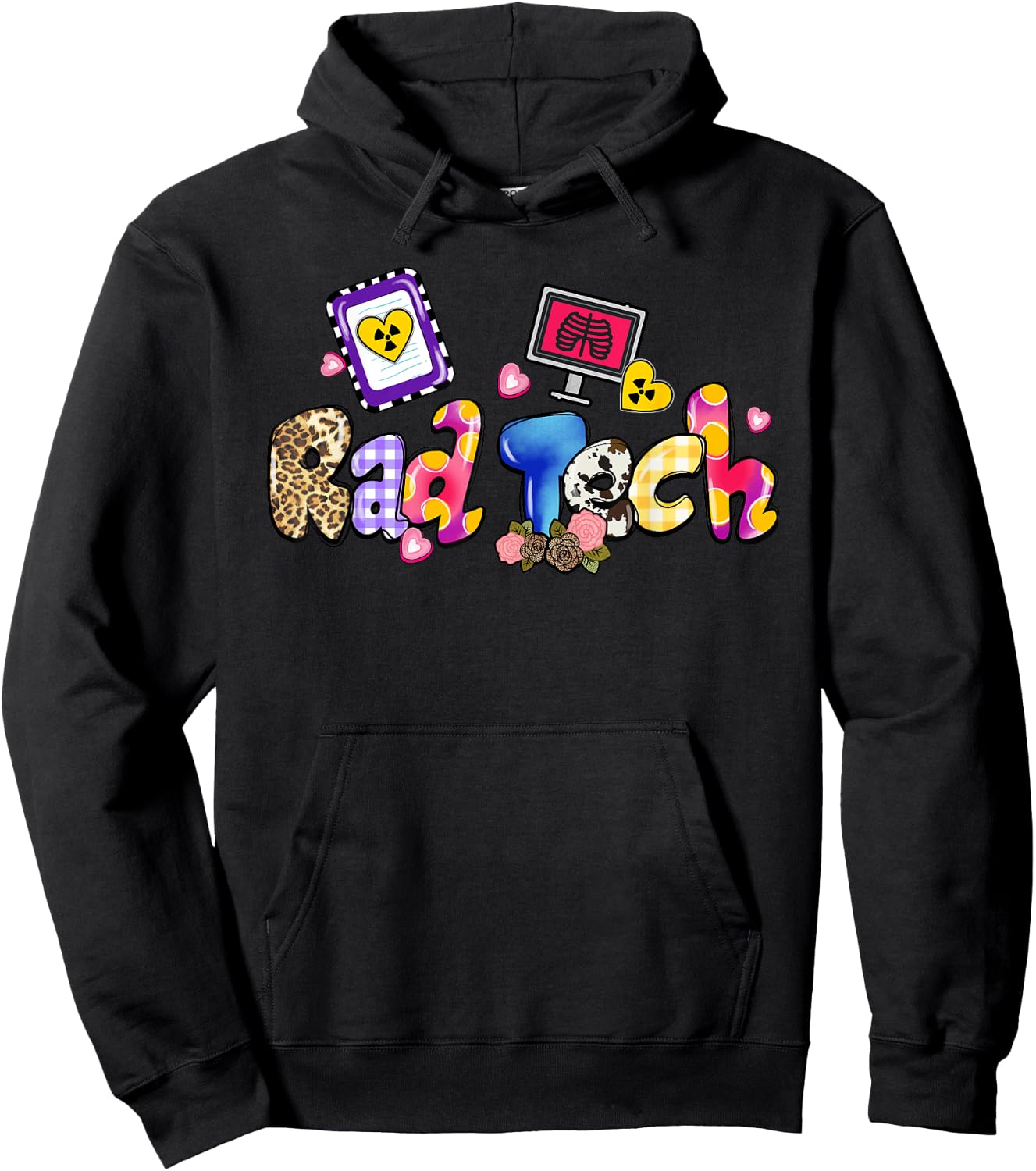 Rad Tech Leopard Funny Rad Tech Gifts Hoodie - Hoodie | Black