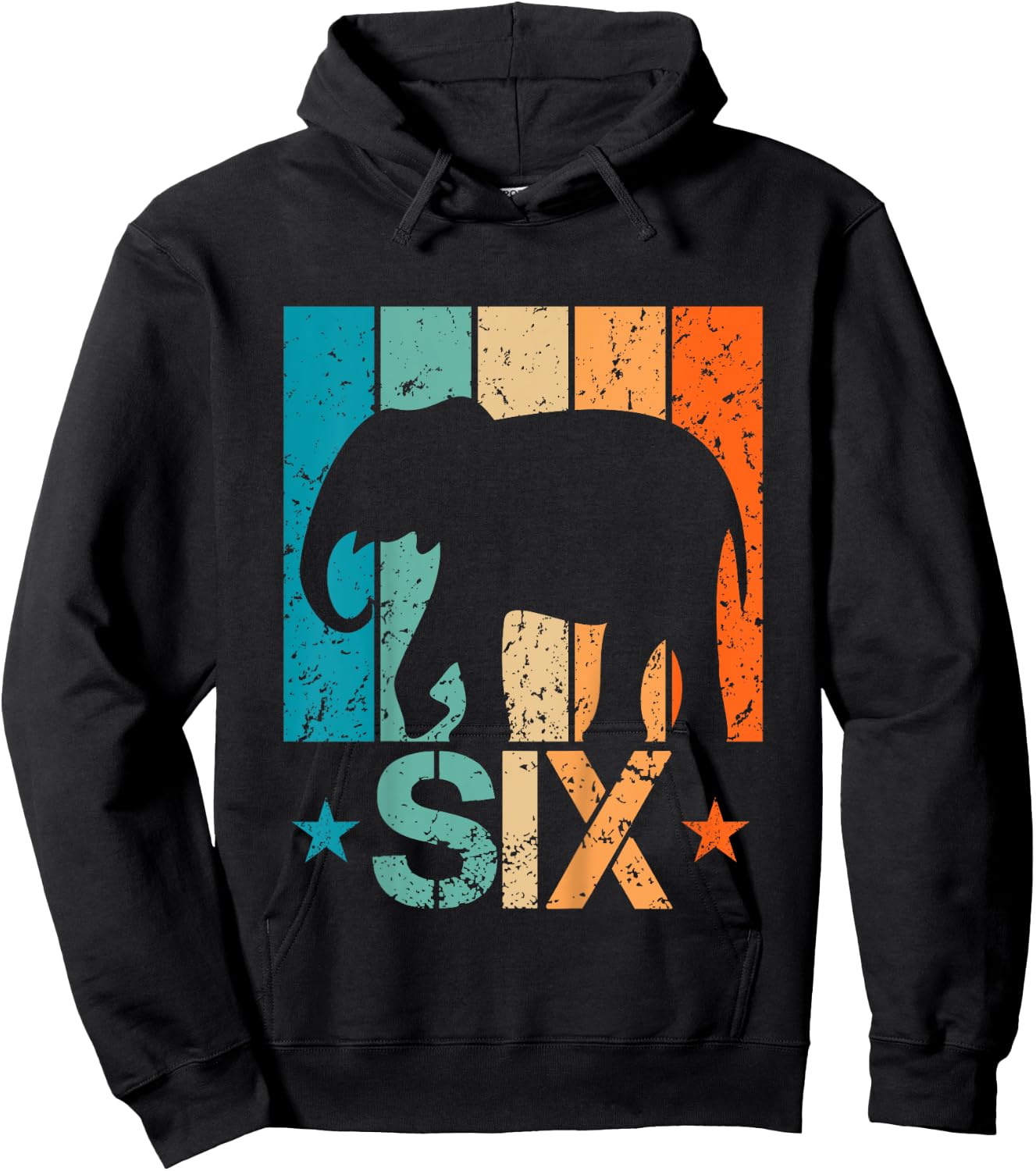 Funny 6th Elephant Birthday 6 Year Old Birthday Elephant Hoodie - Hoodie | Black
