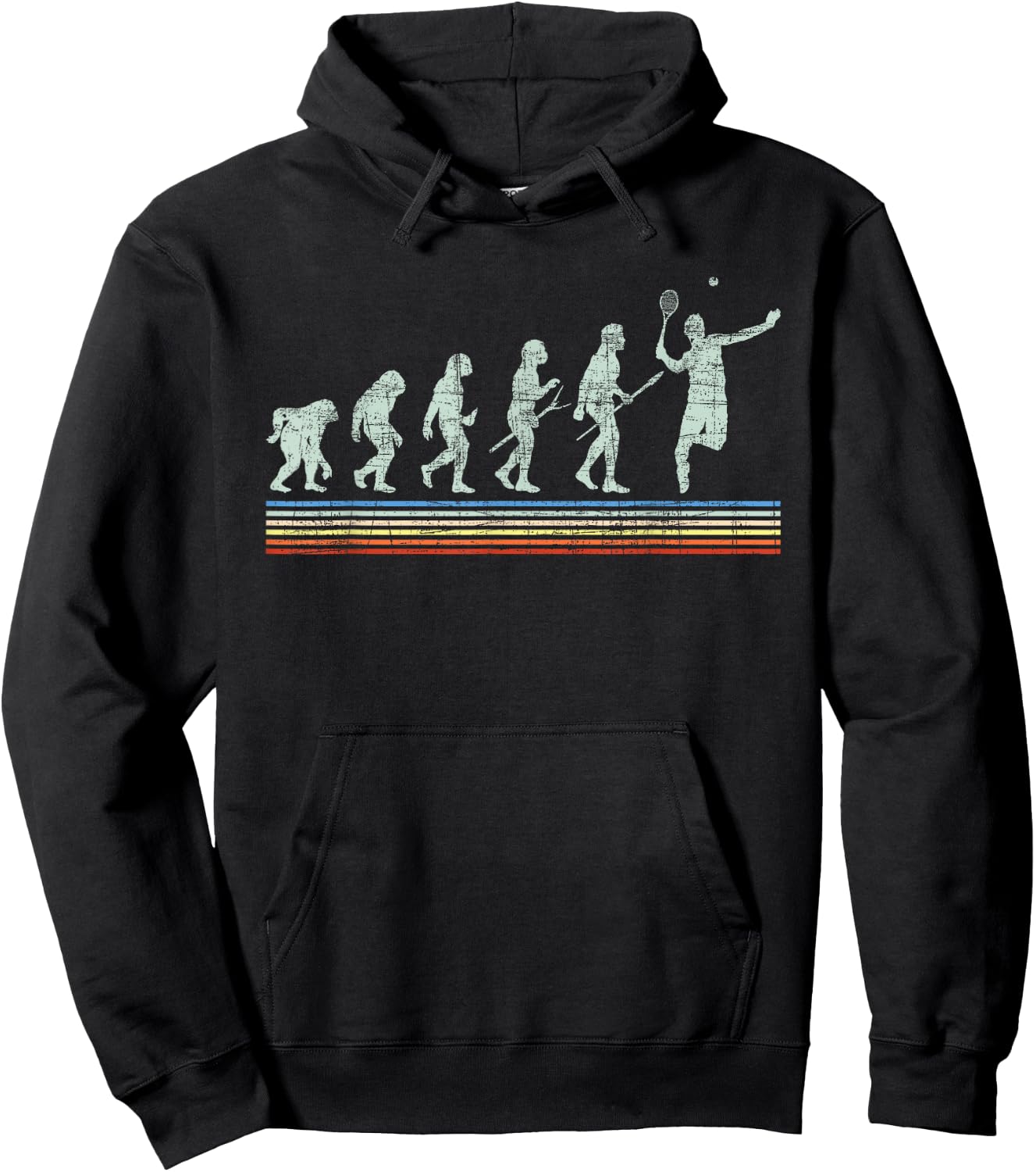 Retro Tennis Player Evolution - Racket Game Sports Lover Hoodie - Hoodie | Black