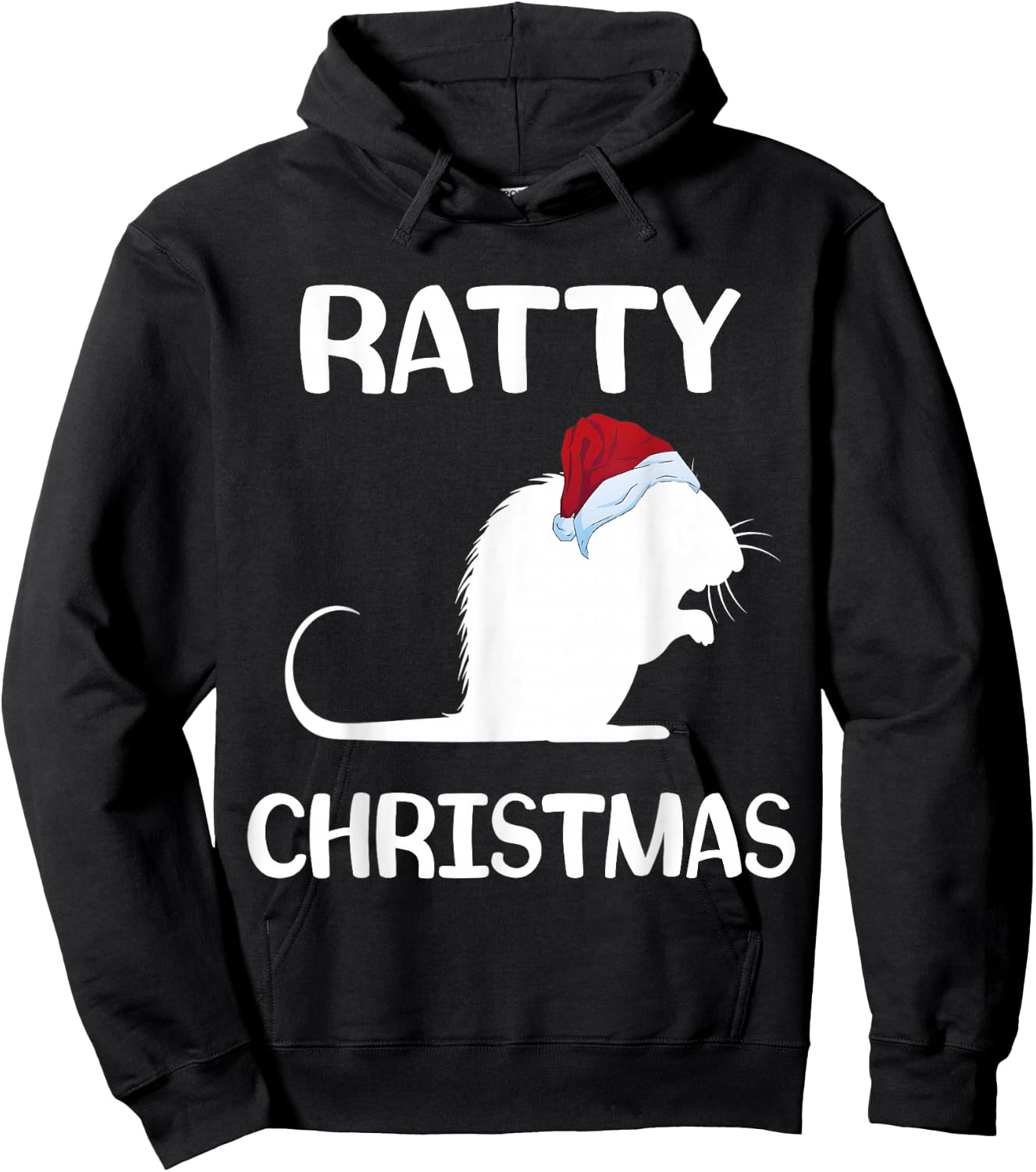 Ratty Christmas Santa Hat Rat Rodent Owner Mouse Rat Lover Hoodie - Hoodie | Black