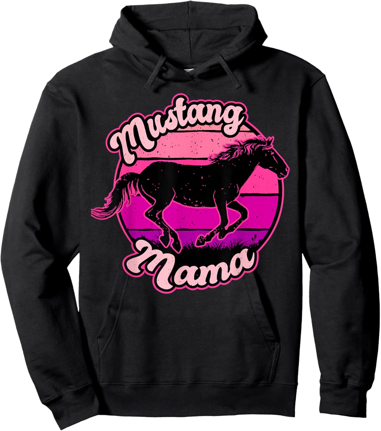 Mustang Mama, Mother Day, Mum, Horse Lover, Western, Retro Hoodie - Hoodie | Black