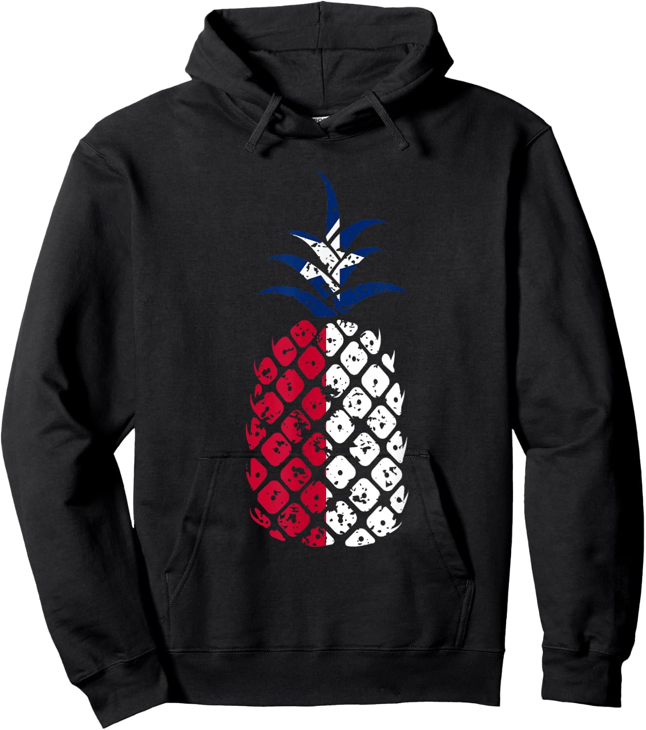 Texas Flag Pineapple | Distressed Tropical Fruit Texan Girl Hoodie - Hoodie | Black