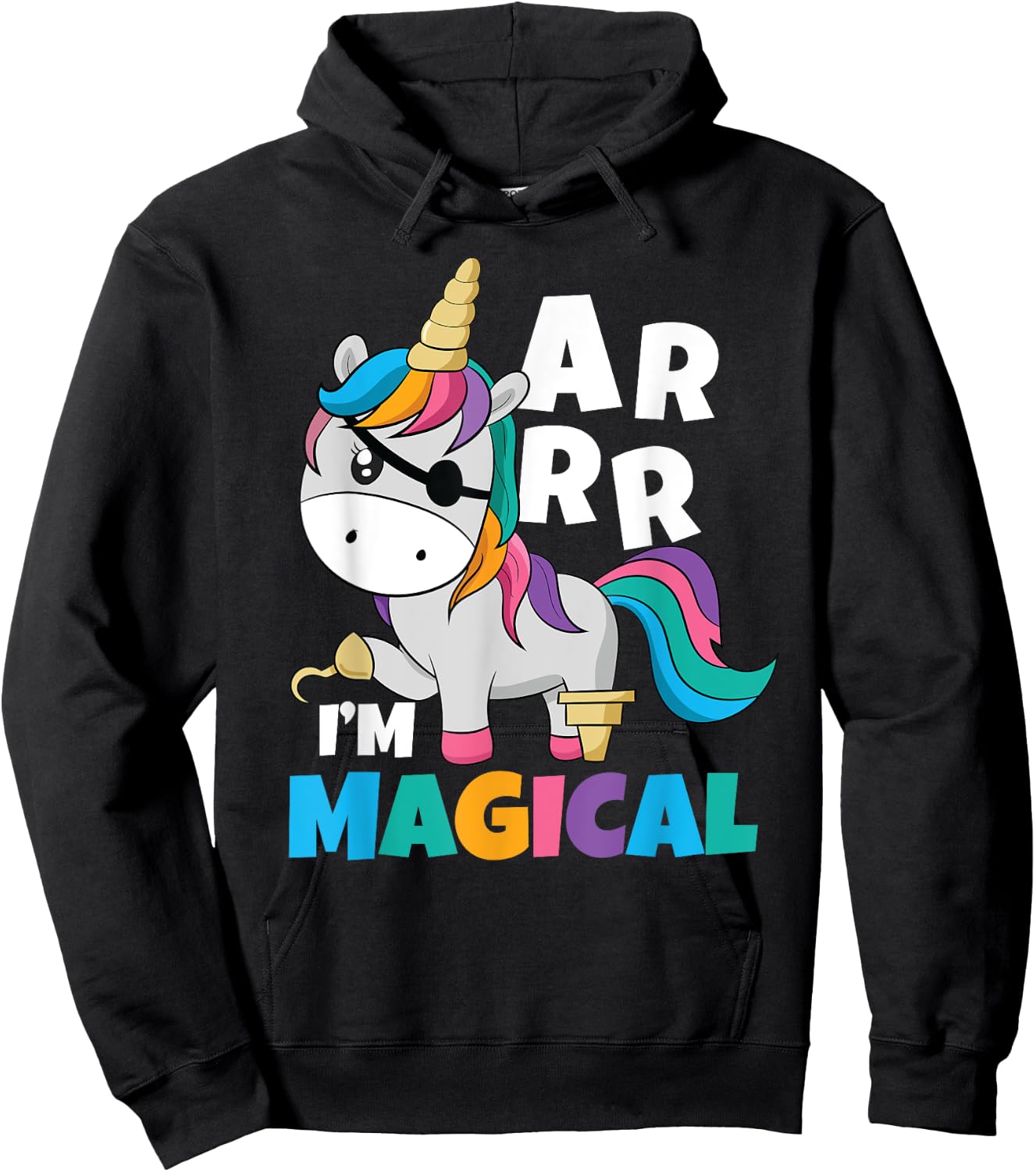 I'm Magical Caribbean Freebooter Toddler Girl Unicorn Pirate Hoodie - Hoodie | Black