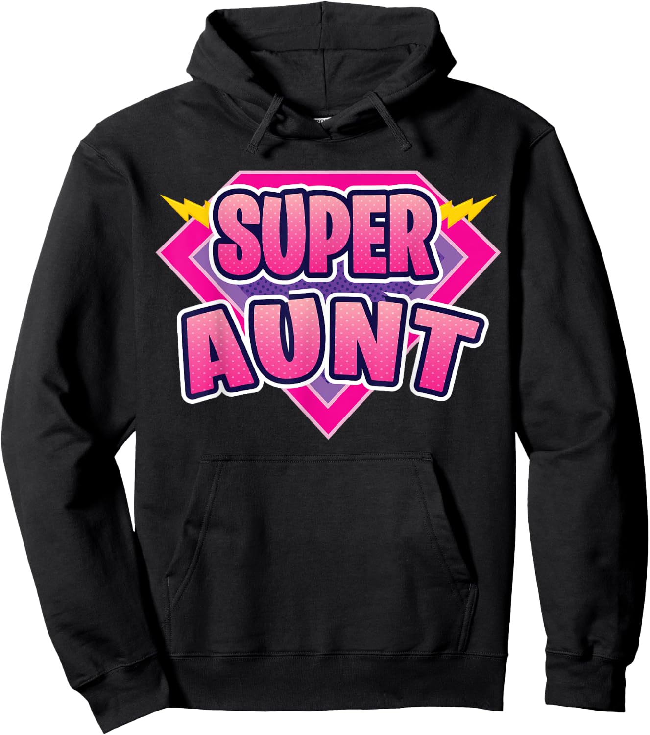 Super Aunt Superhero Grandmother Comic Book Funny Matching Hoodie - Hoodie | Black