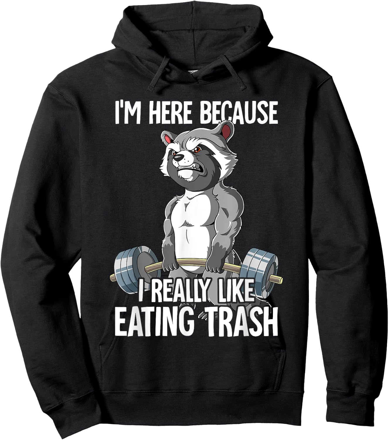 Raccoon Gym Weight Training Bodybuilder Hoodie - Hoodie | Black