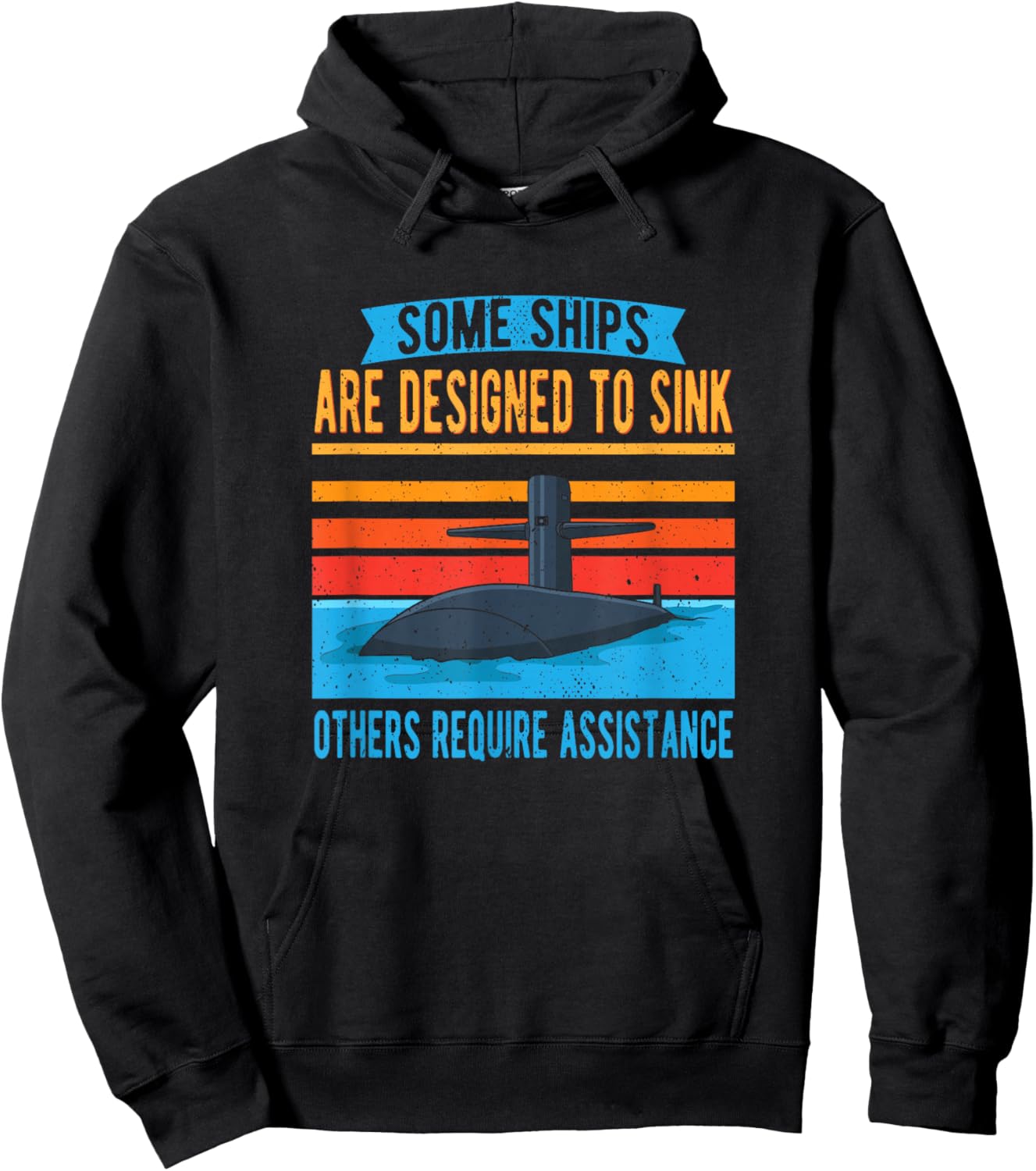 Pigboat Combat Open Sea Veteran Ocean Deep Sub , -Adults, Black, Small, Short Sleeve, Cotton 65% Polyester 35%, Submarine Themed Hoodie - Hoodie | Black
