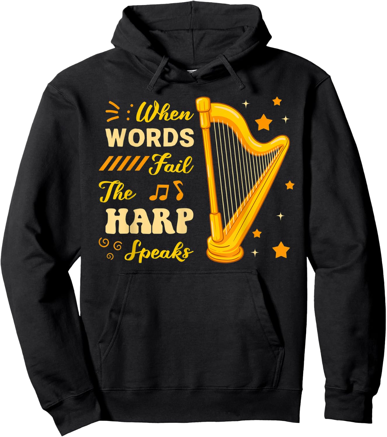Harp Player Harpist Music Lover Musician Stringed Instrument Hoodie - Hoodie | Black