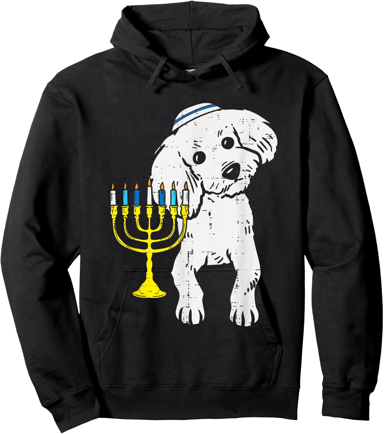 Jewish Poodle Dog Menorah Hanukkah Pajamas Chanukah PJs Hoodie - Hoodie | Black
