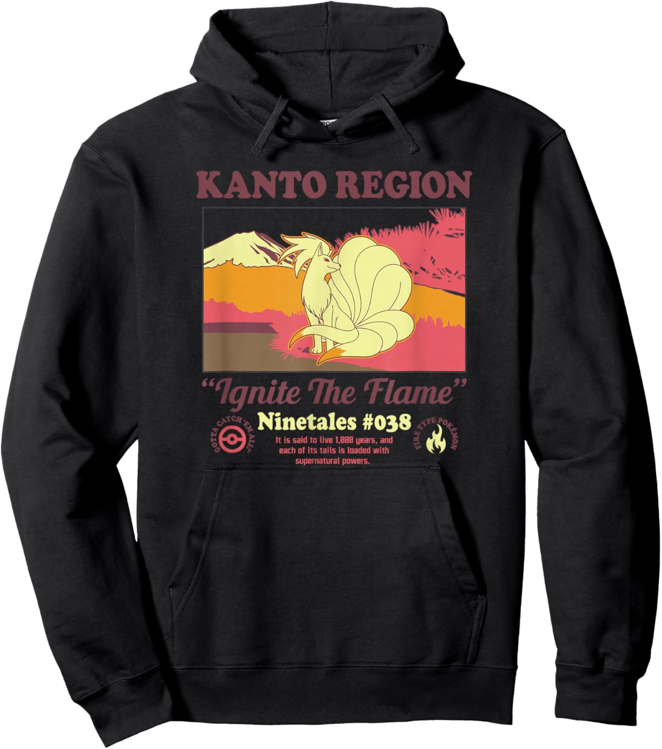 Pokémon Ninetales Kanto Region Ignite The Flame Portrait Hoodie - Hoodie | Black