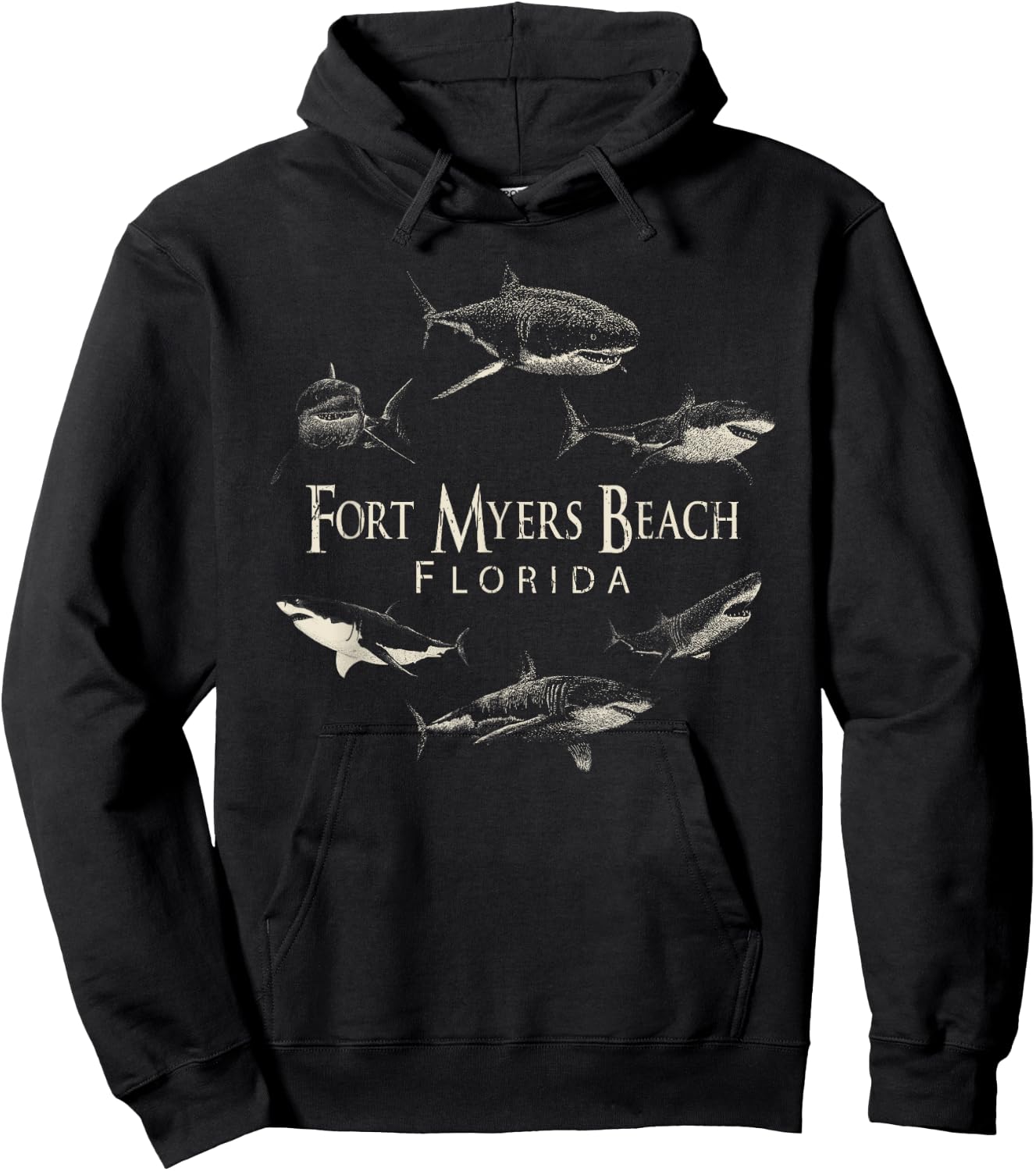 Fort Myers Beach Retro Fort Myers Beach Fl Shark Women Girls Kids Hoodie - Hoodie | Black