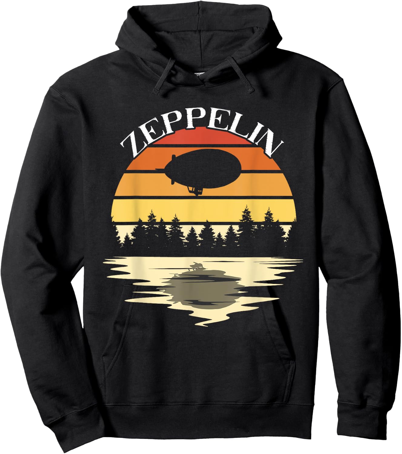 Zeppelin Retro Dirigible Landscape Blimp Zepelin Airship Hoodie - Hoodie | Black