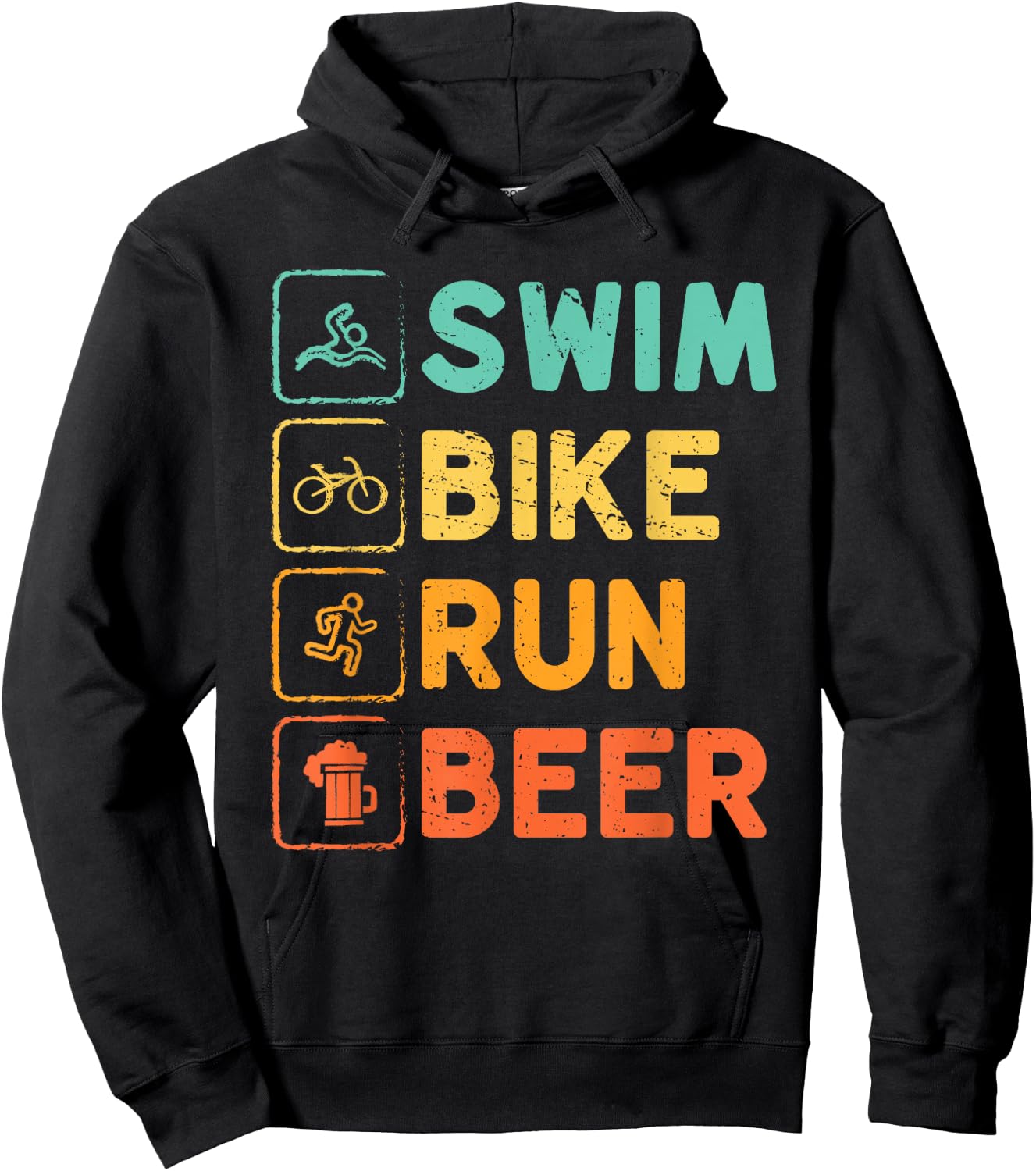 Swim Bike Run Beer Triathlon Athlete Swim Run Bike Hoodie - Hoodie | Black