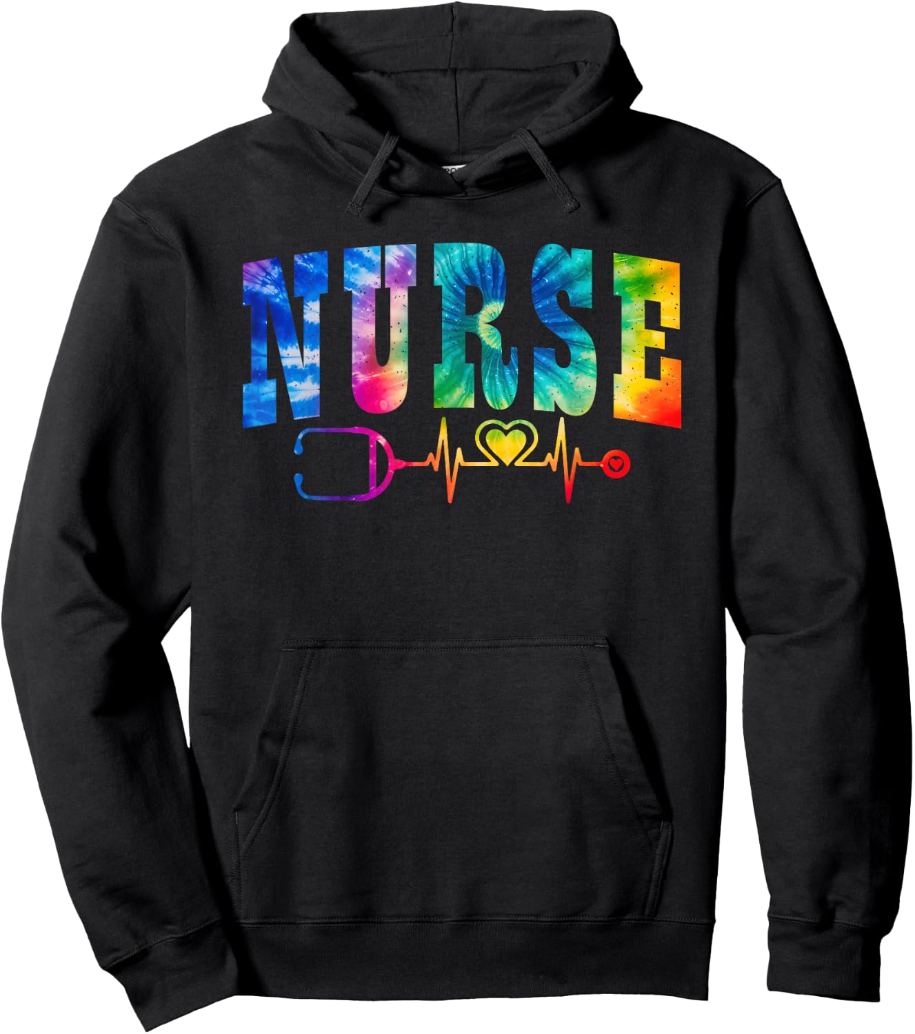 Nurse's Life Tie Dye Heart Stethoscope Nurse Week 2025 Hoodie - Hoodie | Black