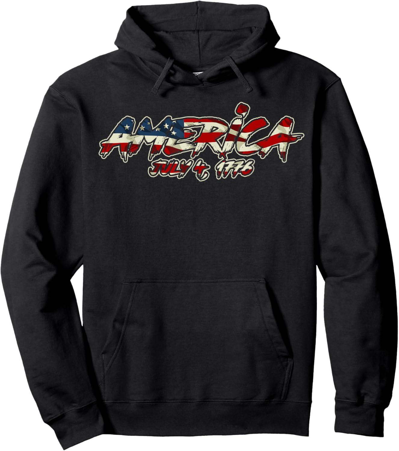 America July 4 1776 4th Of July USA Flag Patriotic American Men Hoodie - Hoodie | Black