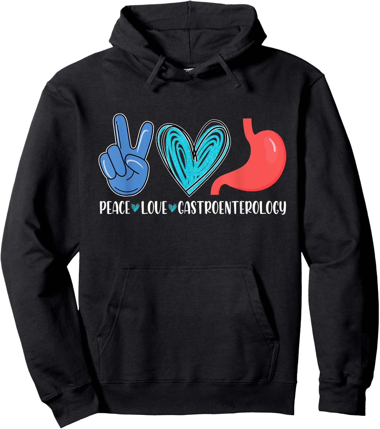 Peace Love Gastroenterology | Gastro Gastroenterologist Hoodie - Hoodie | Black