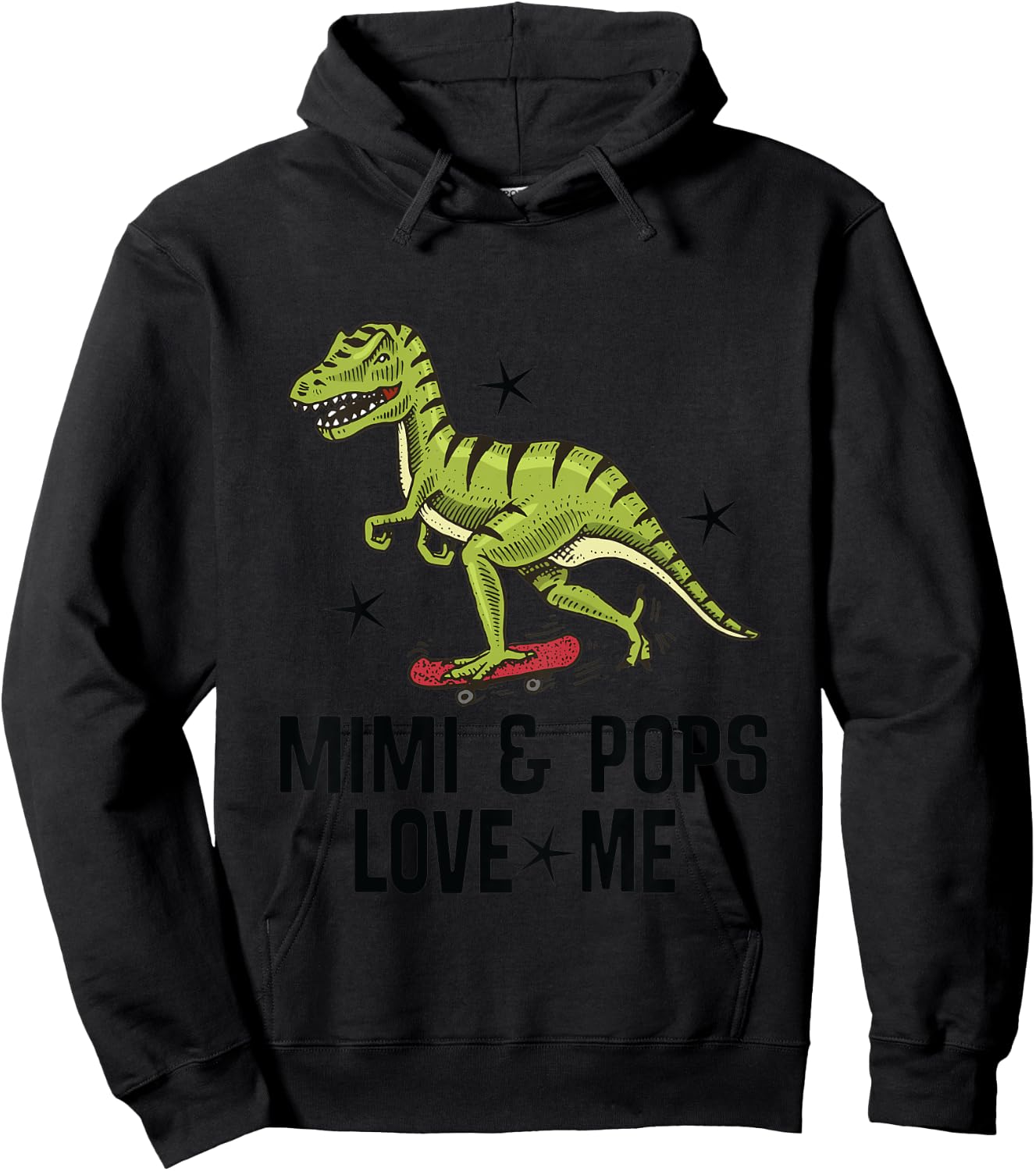 Kids Mimi and Pops Love Me Grandson Dinosaur Hoodie - Hoodie | Black