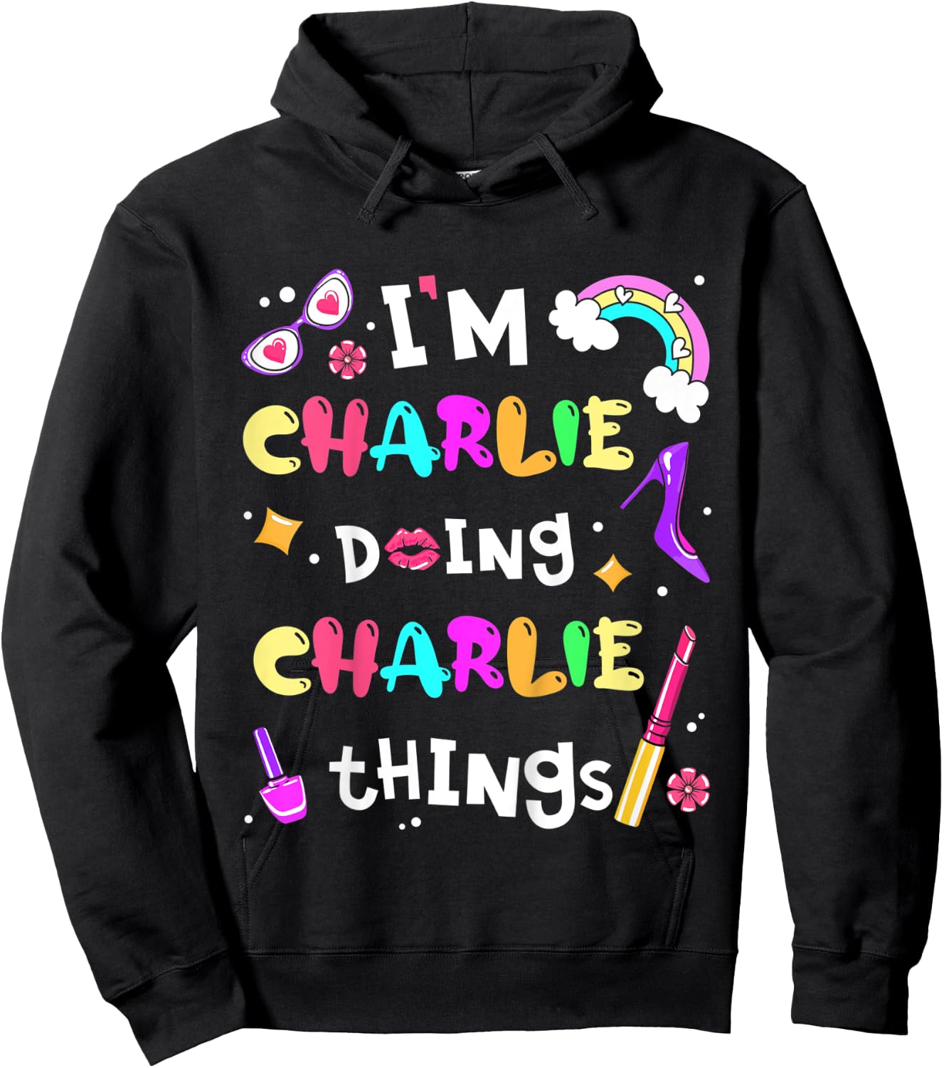 Kids I'm Charlie Doing Charlie Things Cute Personalized Name Hoodie - Hoodie | Black