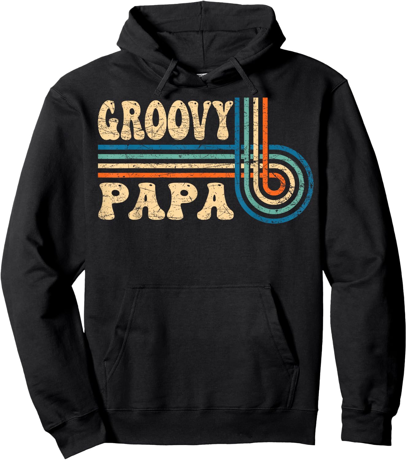 Groovy Papa 70s Aesthetic Nostalgia 1970's Retro Groovy Dad Hoodie - Hoodie | Black