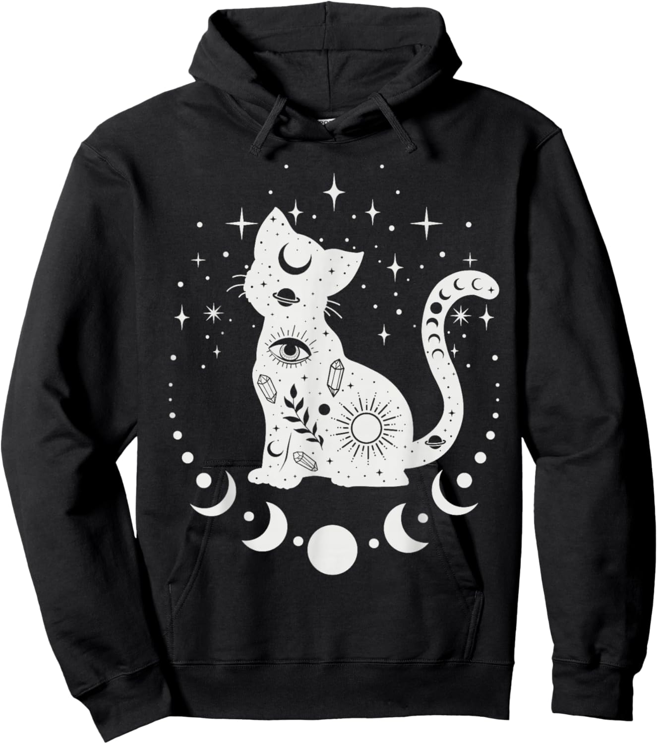 Celestial Cat, Astrology Cat, Spiritual Cat Hoodie - Hoodie | Black