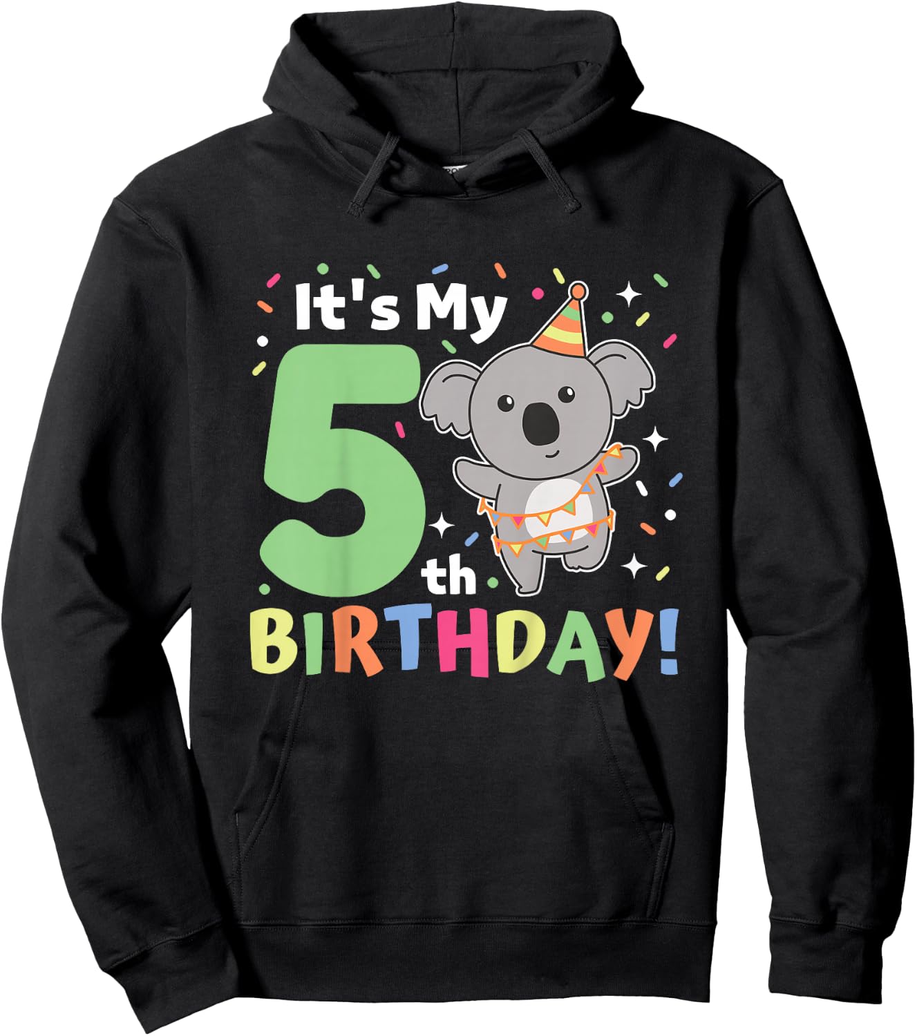Koala 5th Birthday For Kids Five Year Old Koala Hoodie - Hoodie | Black