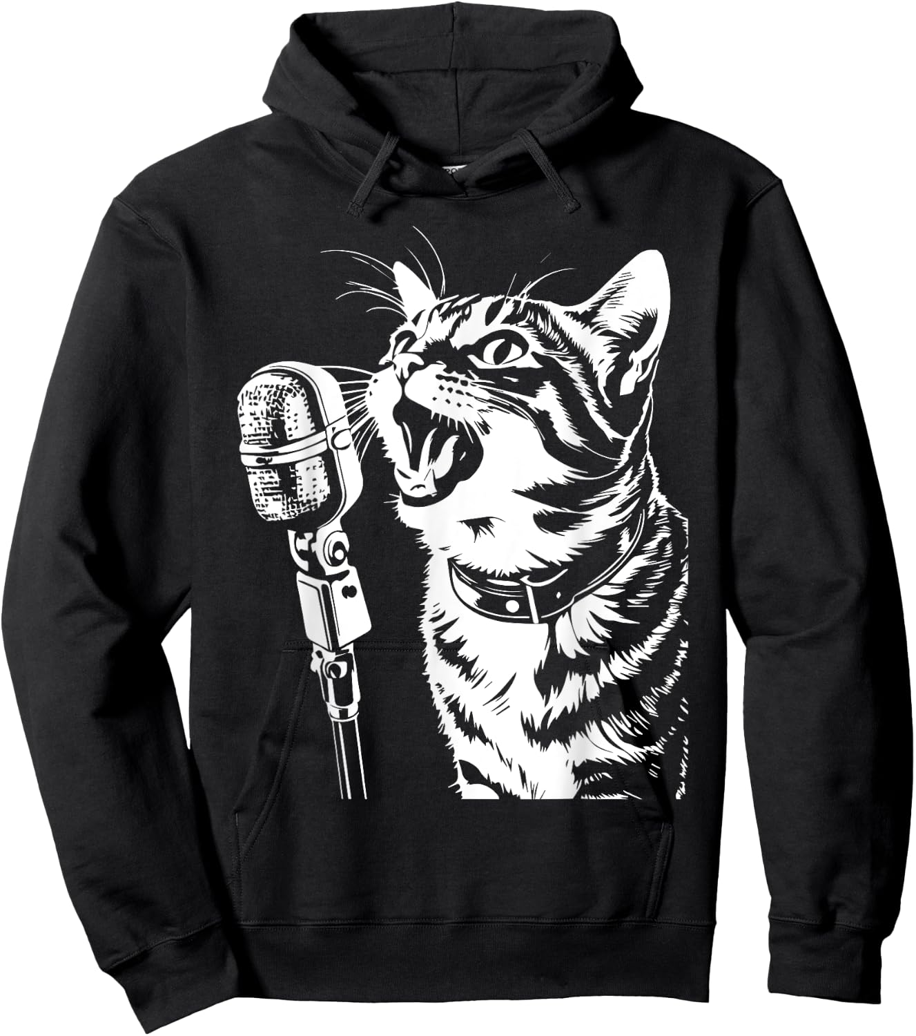 Cat Singing with Microphone Cats Singer Women Hoodie - Hoodie | Black