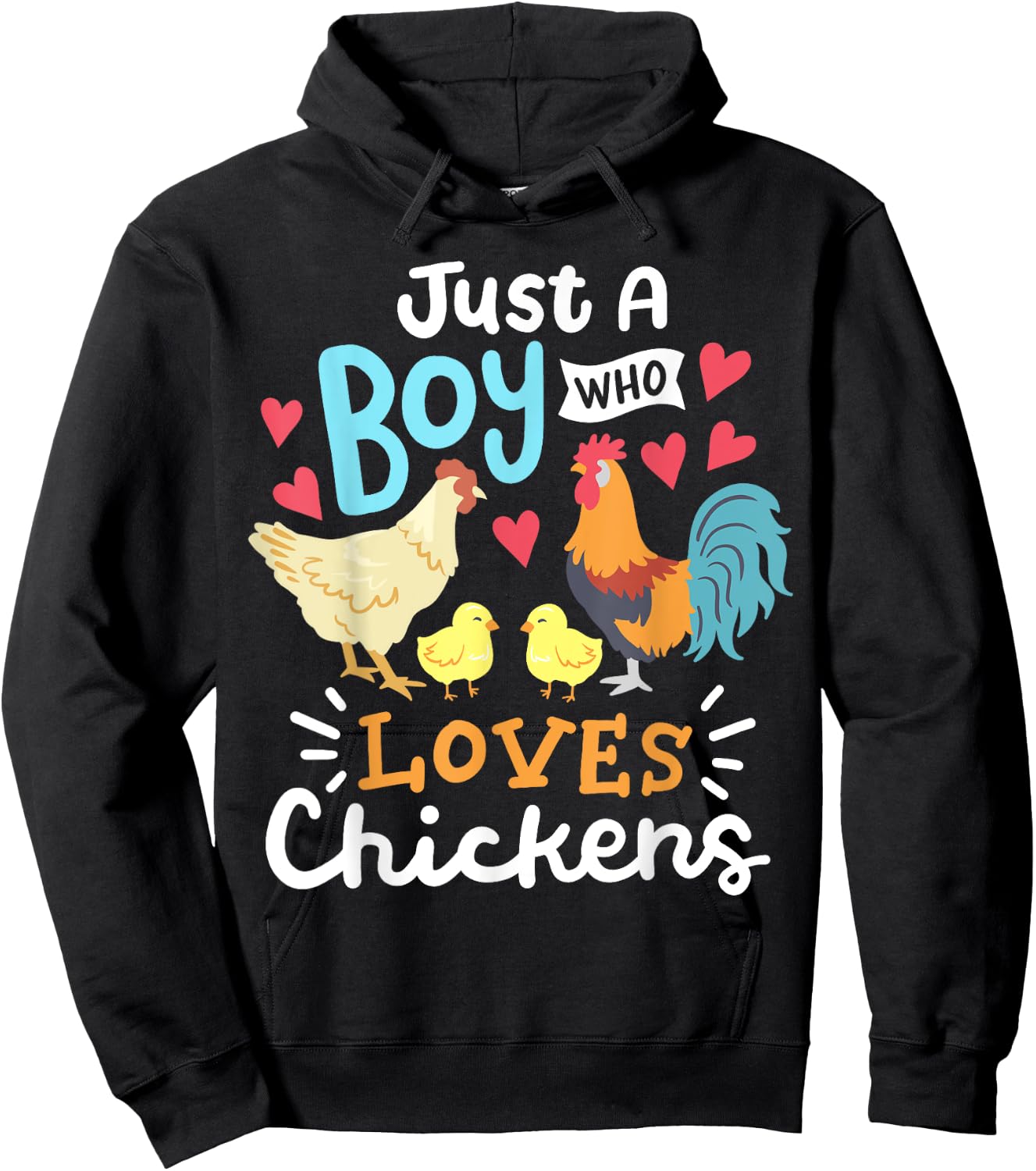 Just A Boy Who Loves Chickens Farm Chicken Hoodie - Hoodie | Black