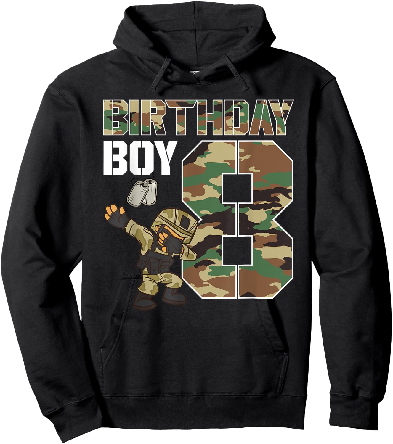 8 Year Old Boy Military Army 8th Birthday Boy Hoodie - Hoodie | Black