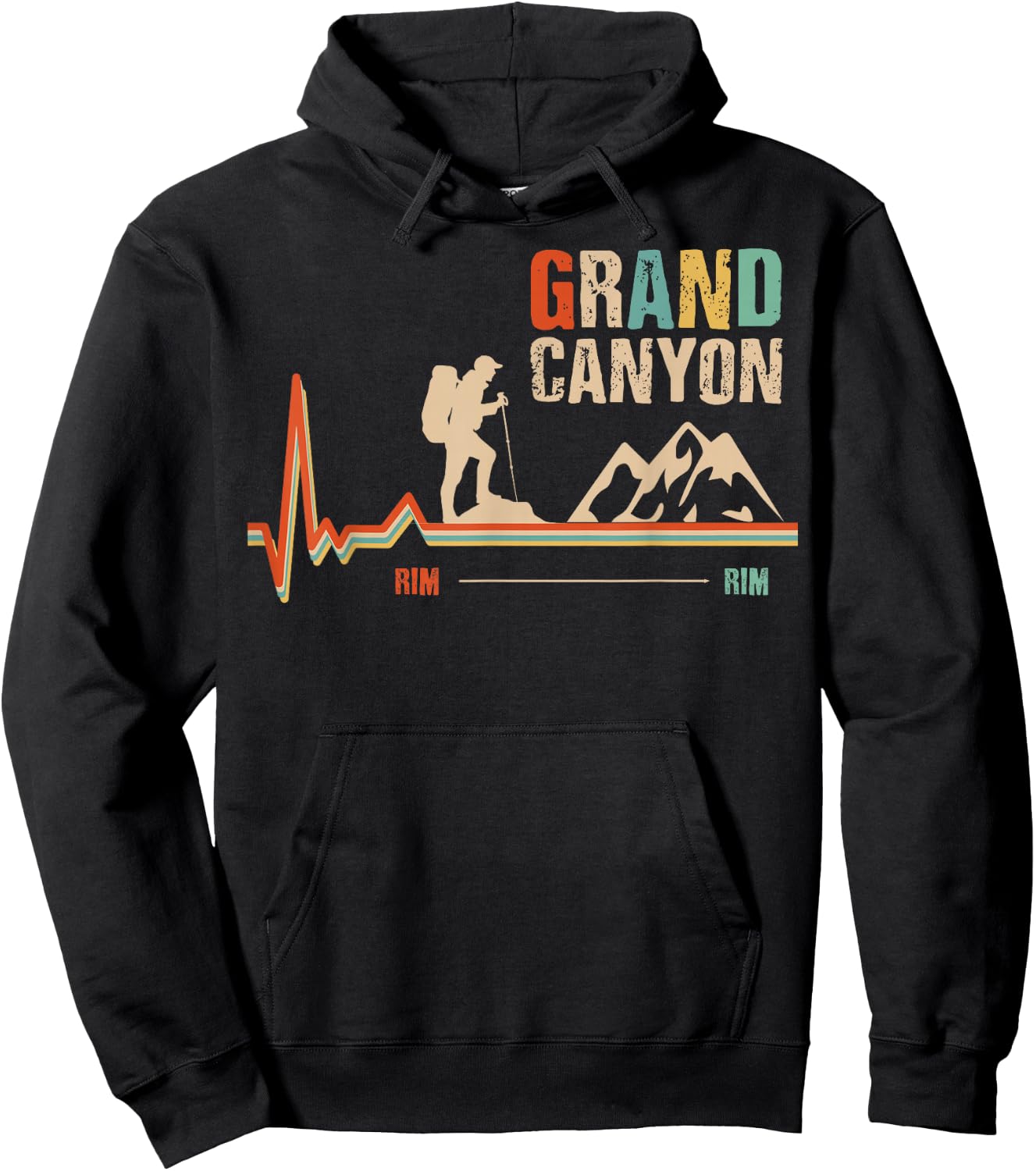 Grand Canyon National Park - Rim - Rim - Retro Hiking Hoodie - Hoodie | Black