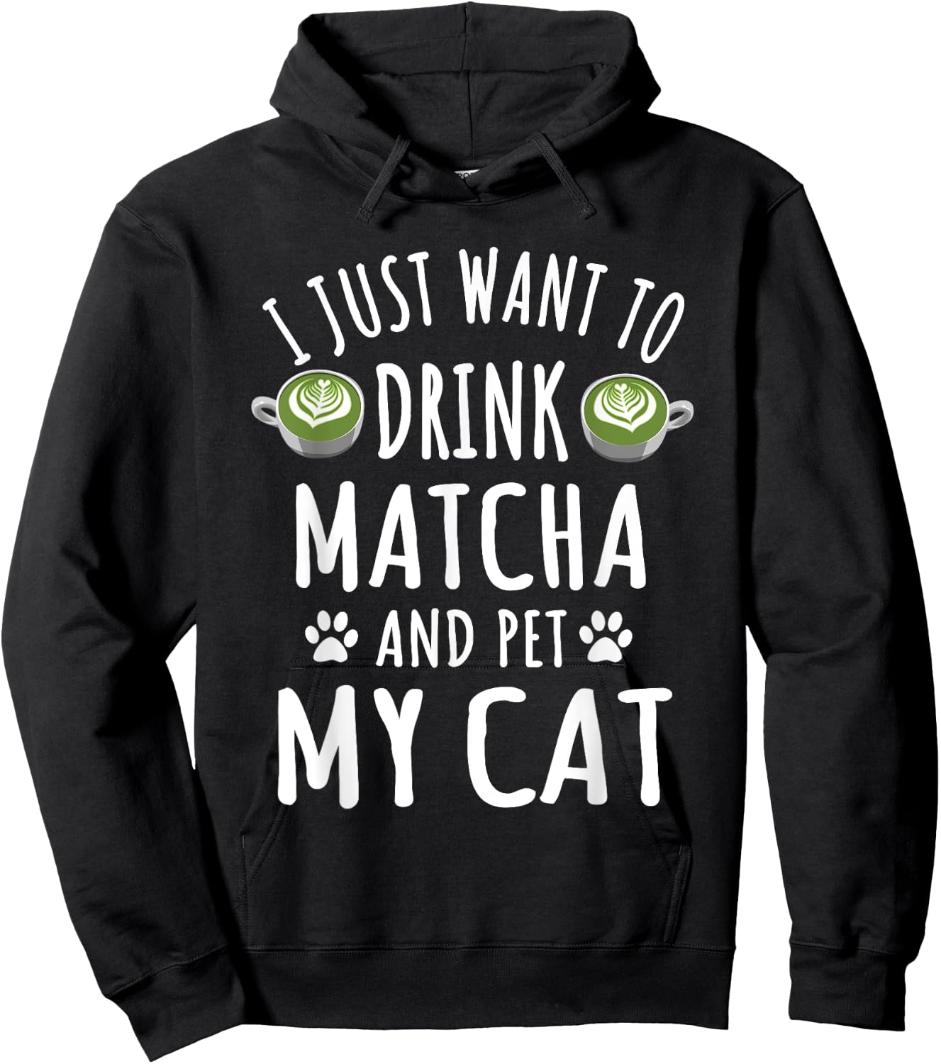 Cute Matcha And Cat Lover Outfit Cats Owner Love Matcha Women Hoodie - Hoodie | Black