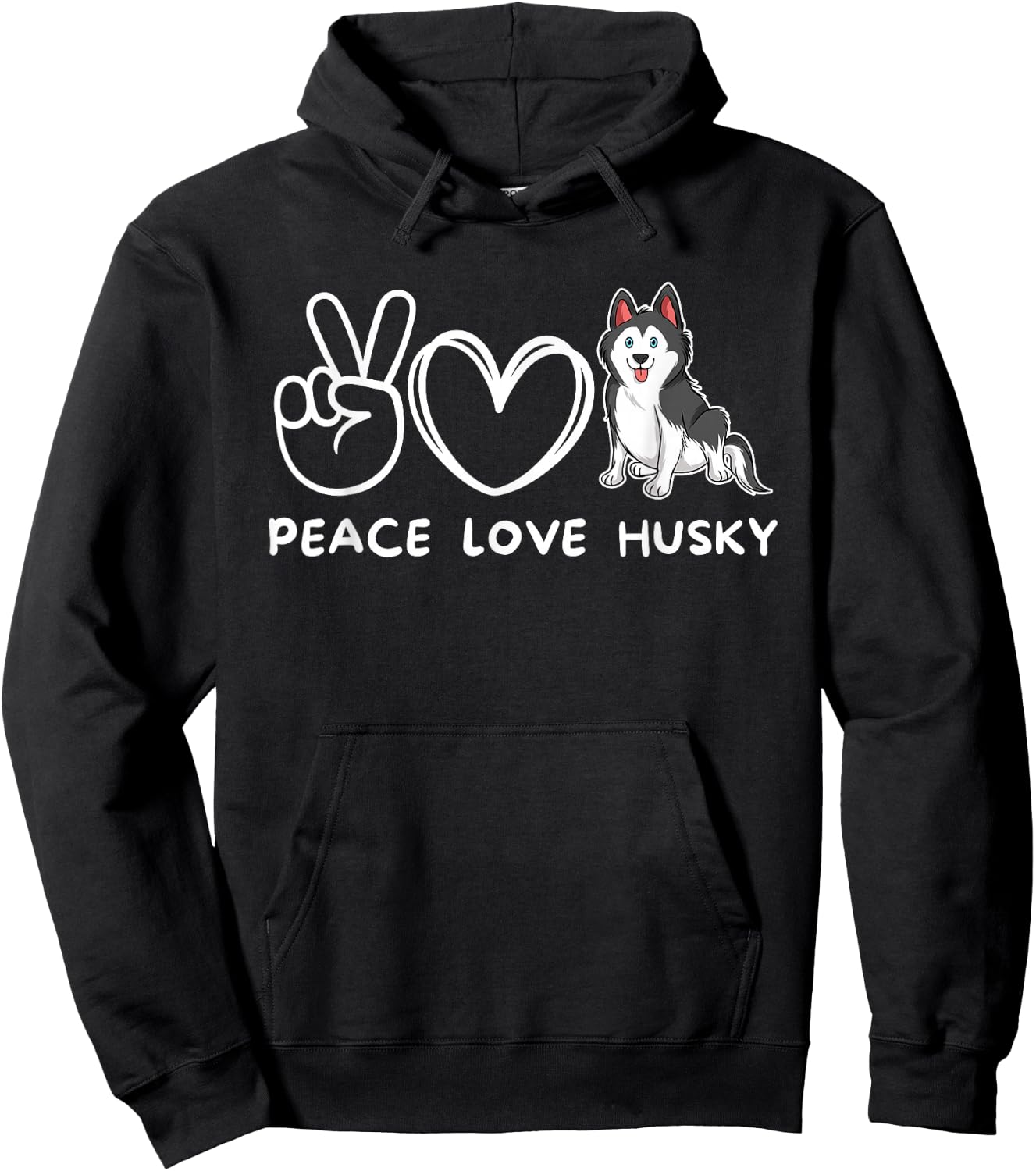 Peace, Love Husky Retro Husky Dog Lover Hoodie - Hoodie | Black