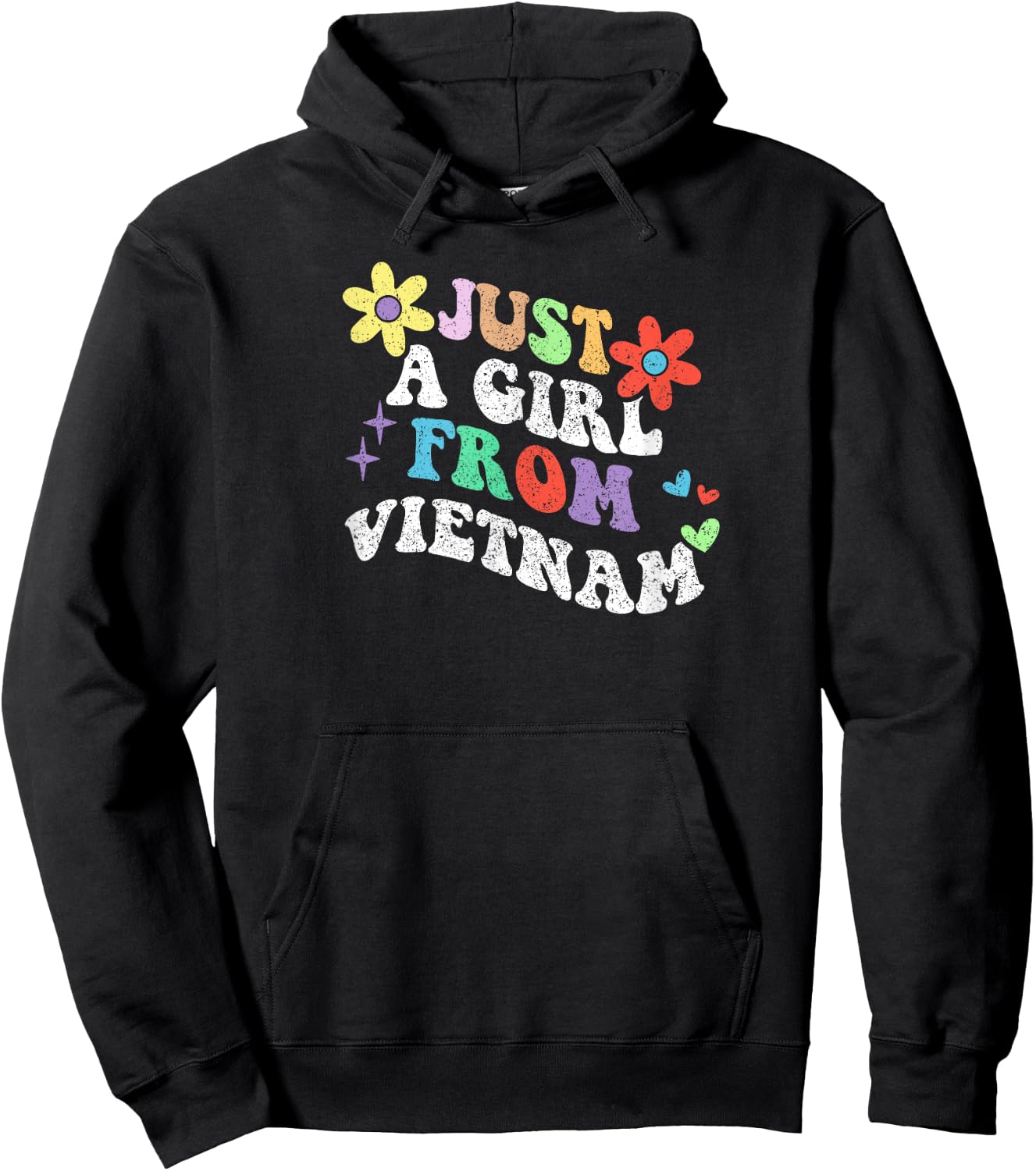 Retro Groovy Just A Girl From Vietnam Mother's Day 2023 Hoodie - Hoodie | Black