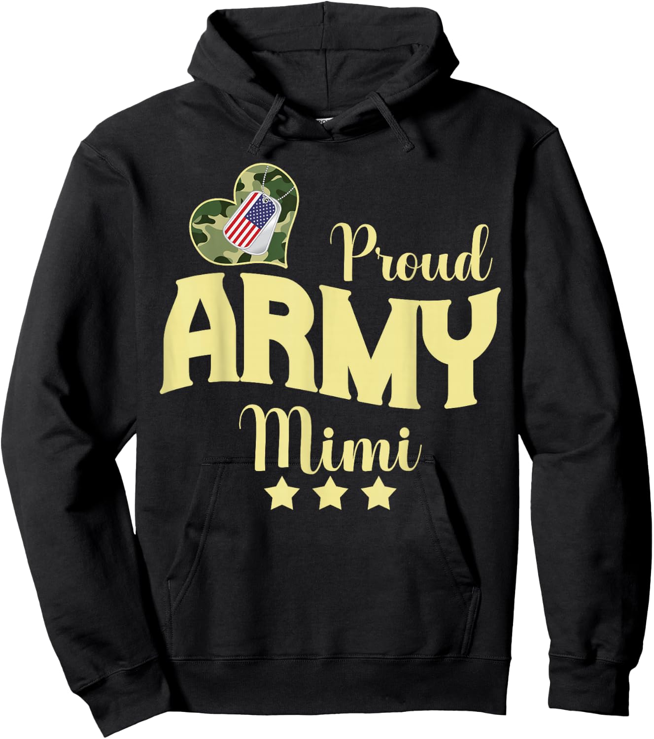 Proud Army MIMI Camouflage Dog Tag Family Matching Hoodie - Hoodie | Black