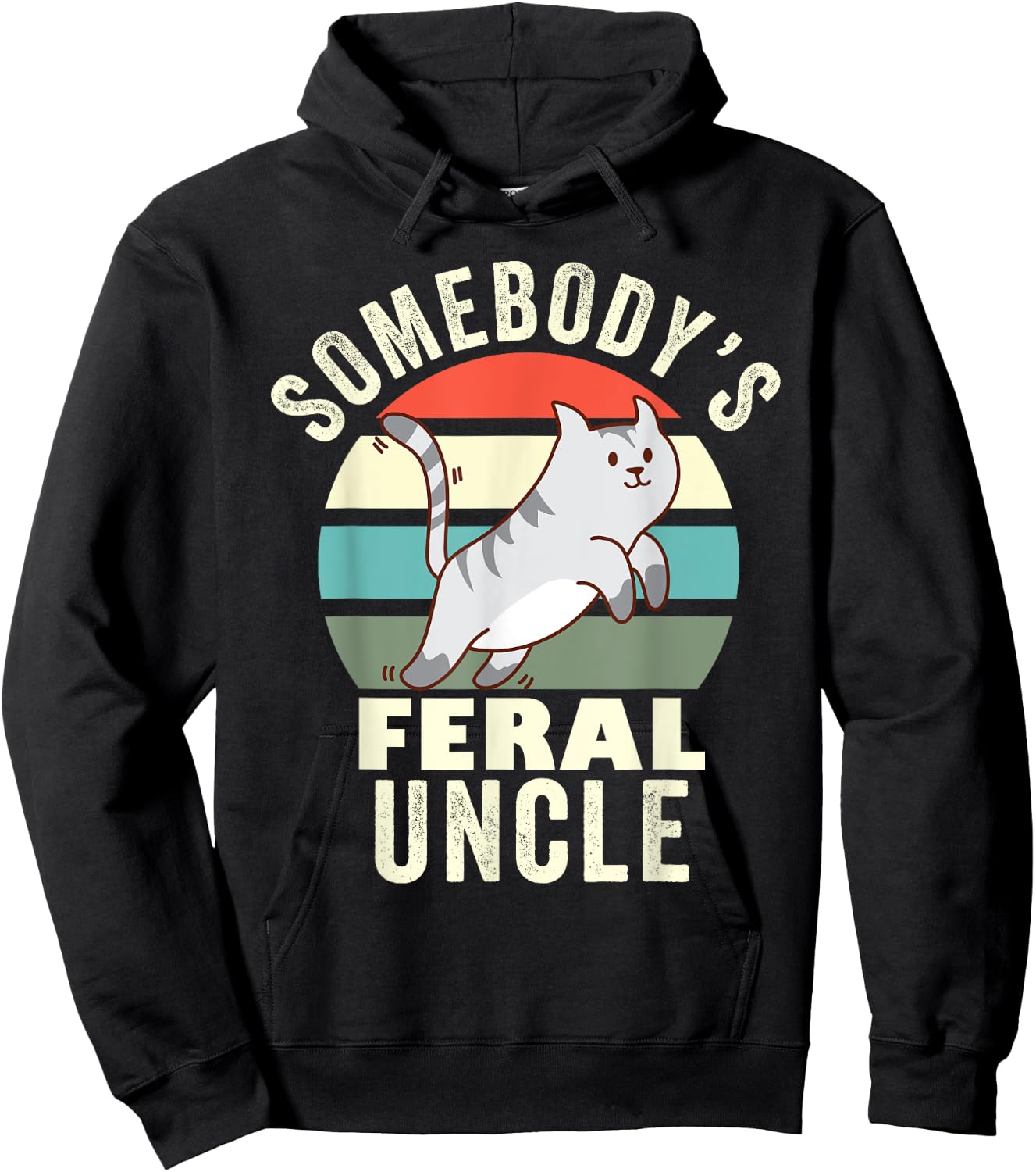 Somebody's Feral Uncle Wild Family Retro Cat New Uncle Men Women Hoodie - Hoodie | Black