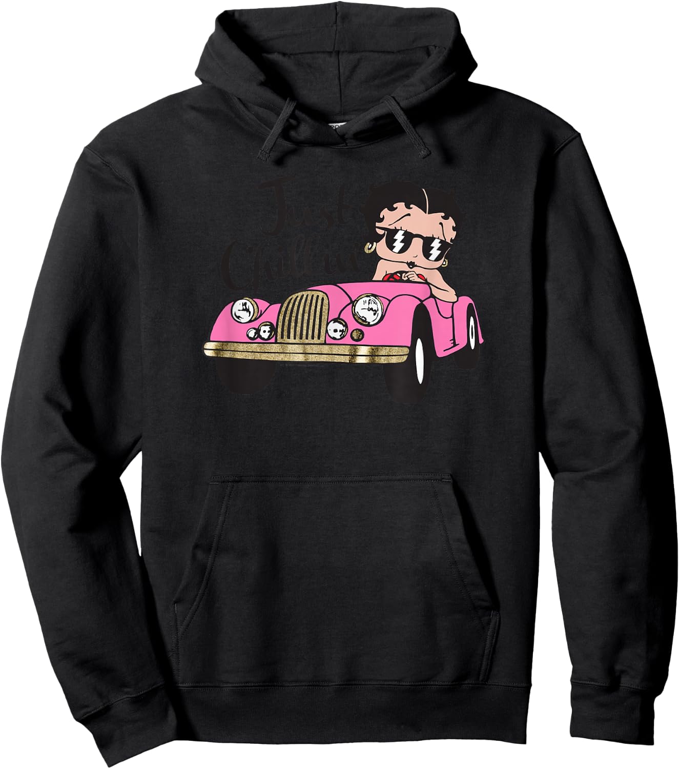 Betty Boop Pink Car Just Chillin' Hoodie - Hoodie | Black