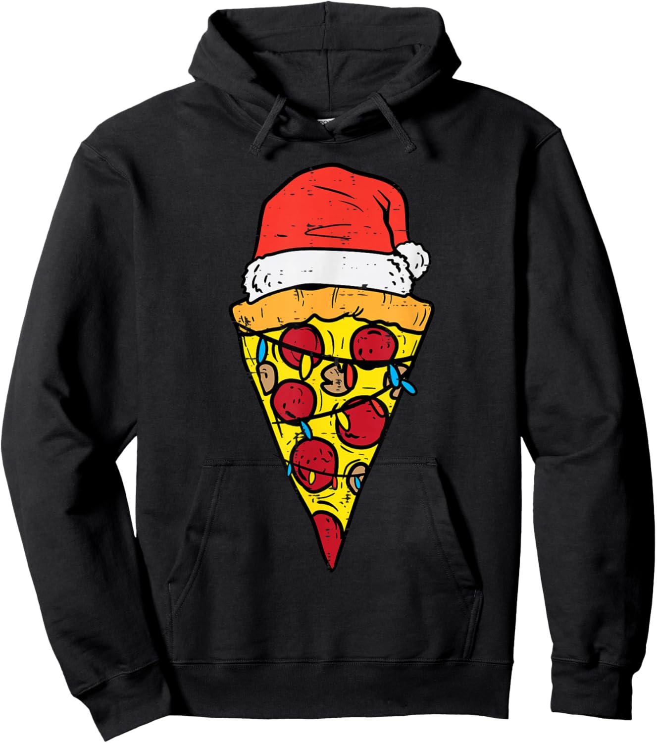 Christmas Pizza Slice Santa Funny Xmas Food Men Women Kids Hoodie - Hoodie | Black