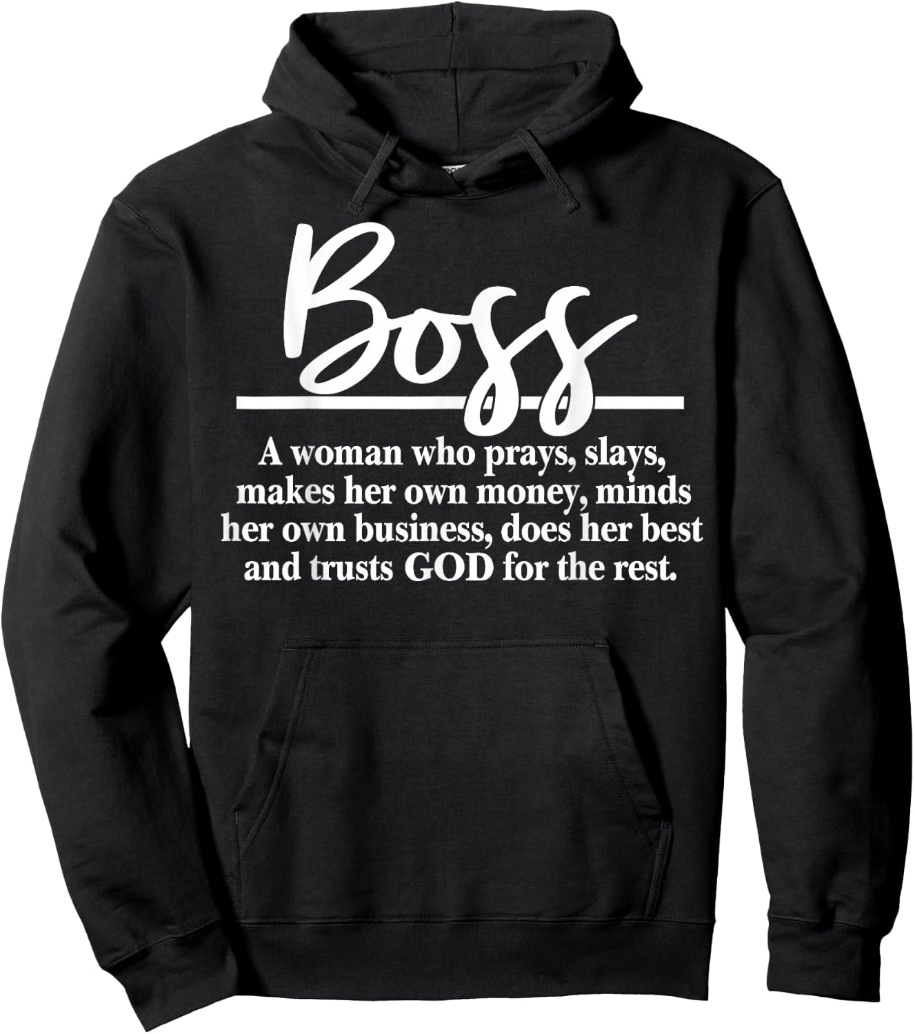 Boss A Woman Who Pray Funny Boss Definition Hoodie - Hoodie | Black