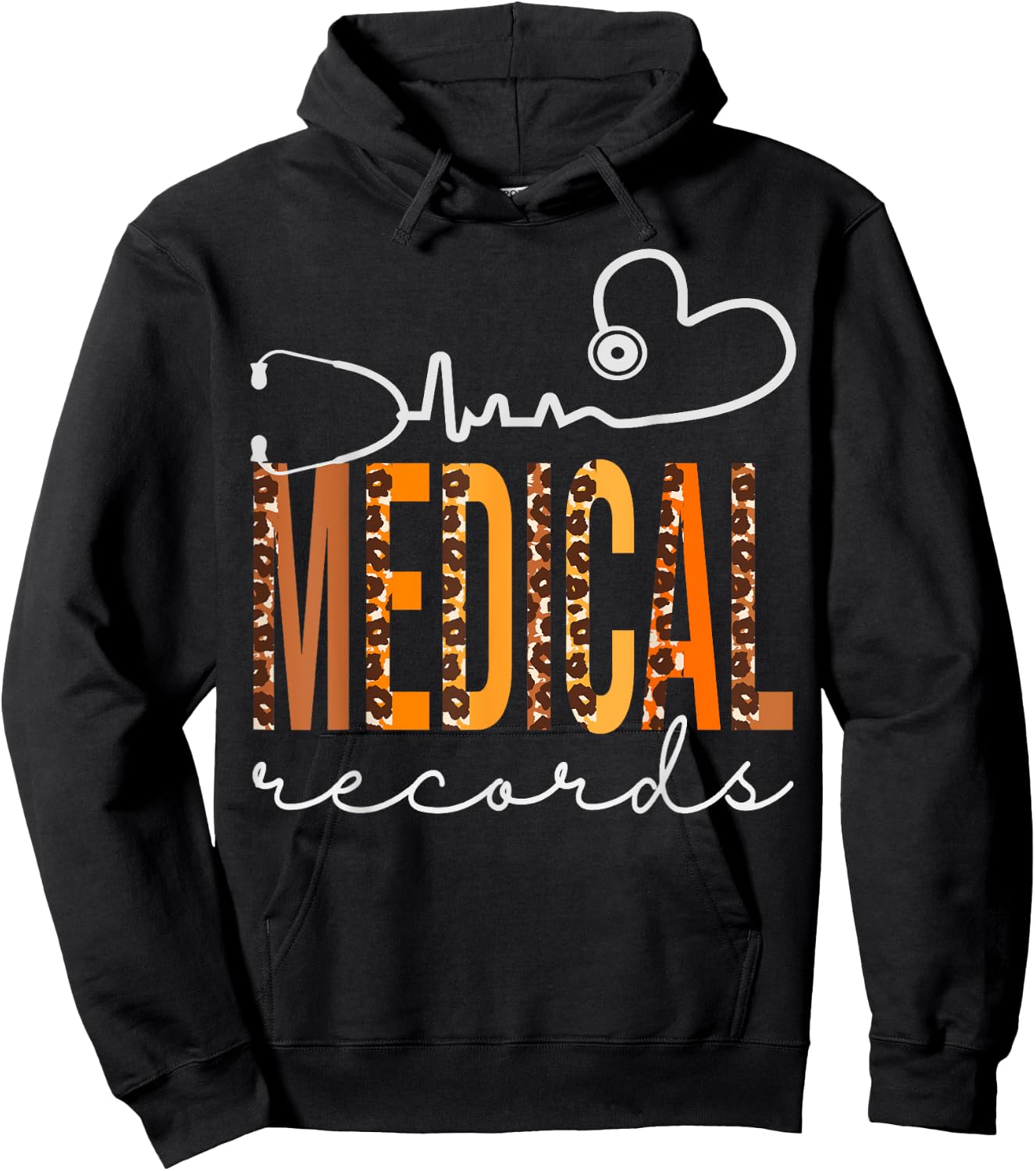 Medical Records Leopard Heartbeat Appreciation Women Fall Hoodie - Hoodie | Black