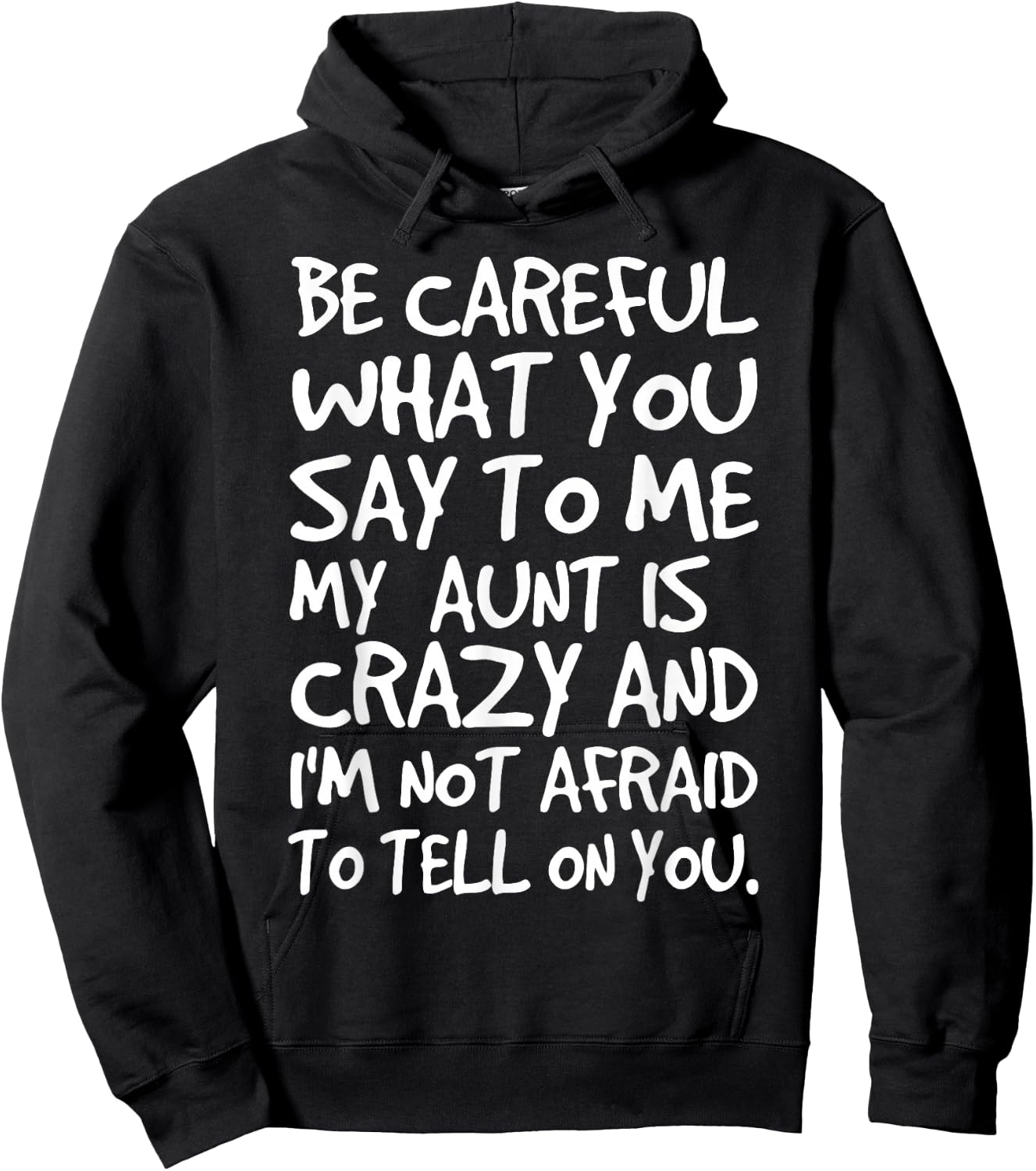 Be Careful What You Say to Me My Aunt is Crazy Funny Family Hoodie - Hoodie | Black