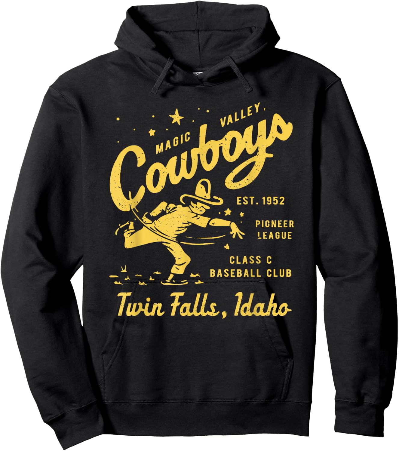 Twin Falls Magic Valley Cowboys Idaho Defunct Baseball Hoodie - Hoodie | Black