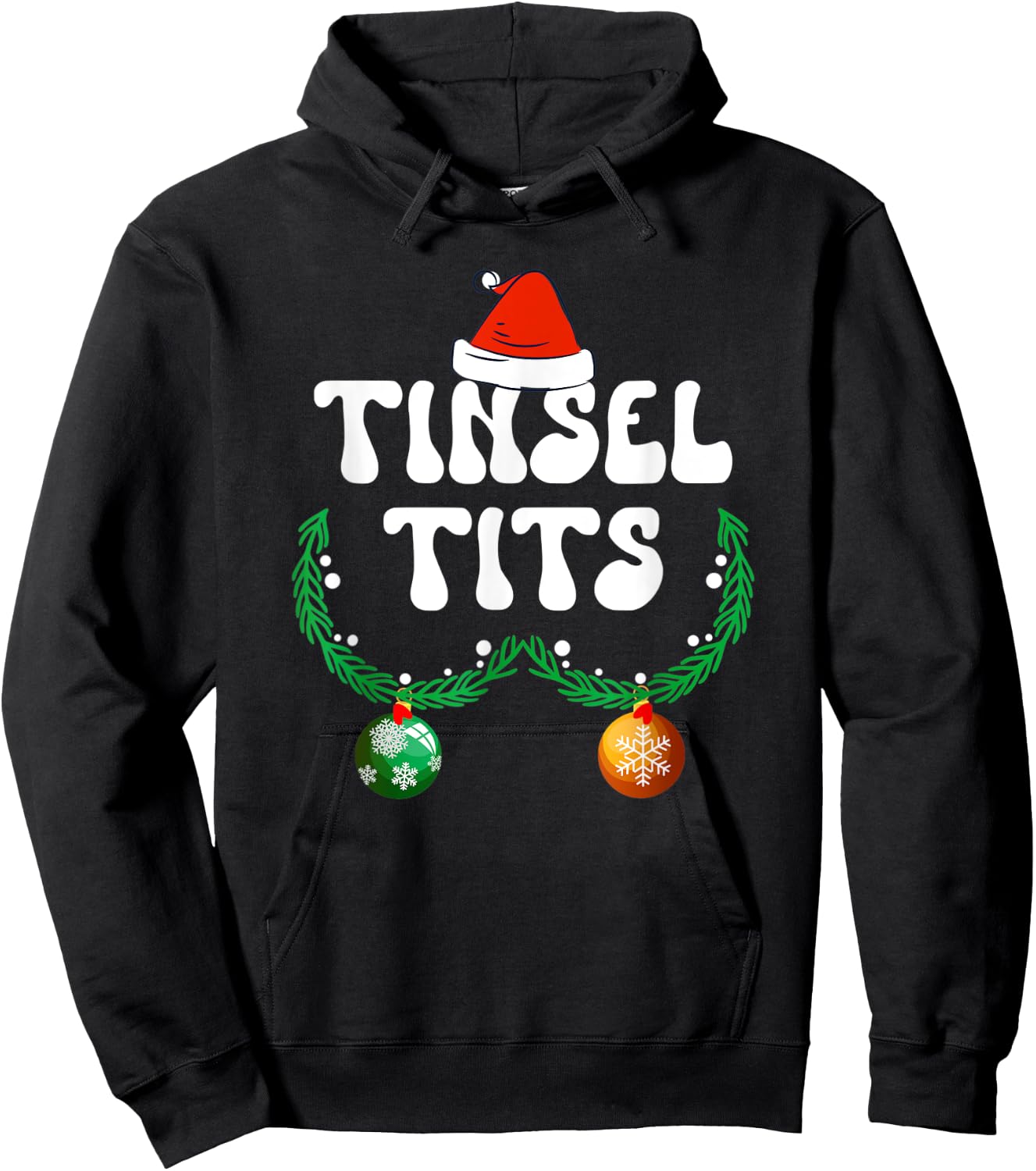 Jingle Balls Tinsel Tits Couple Chestnuts Christmas Pajamas Hoodie - Hoodie | Black