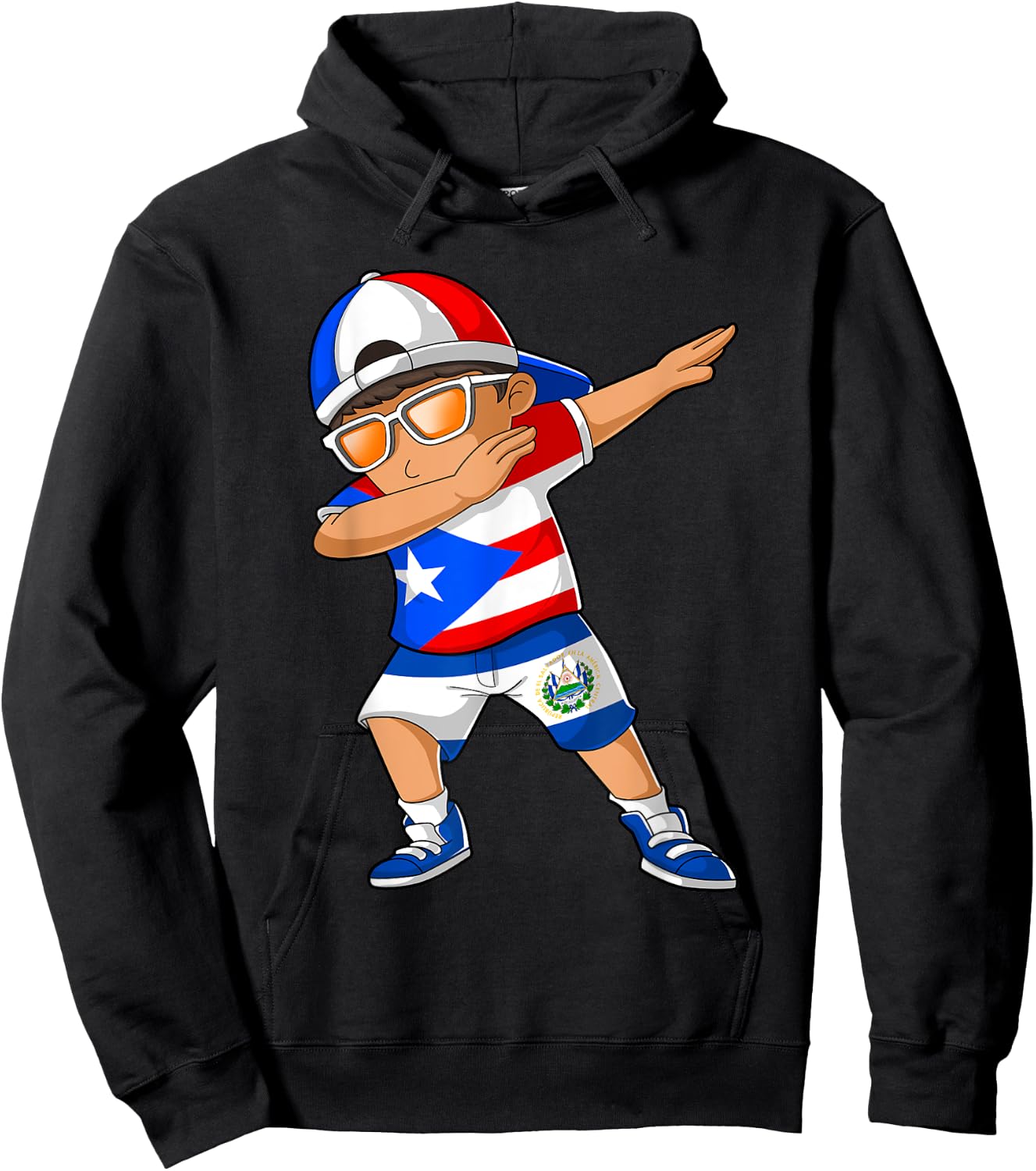 Half Puerto Rican Half Salvadoran Boy Puerto Rico Flag Hoodie - Hoodie | Black