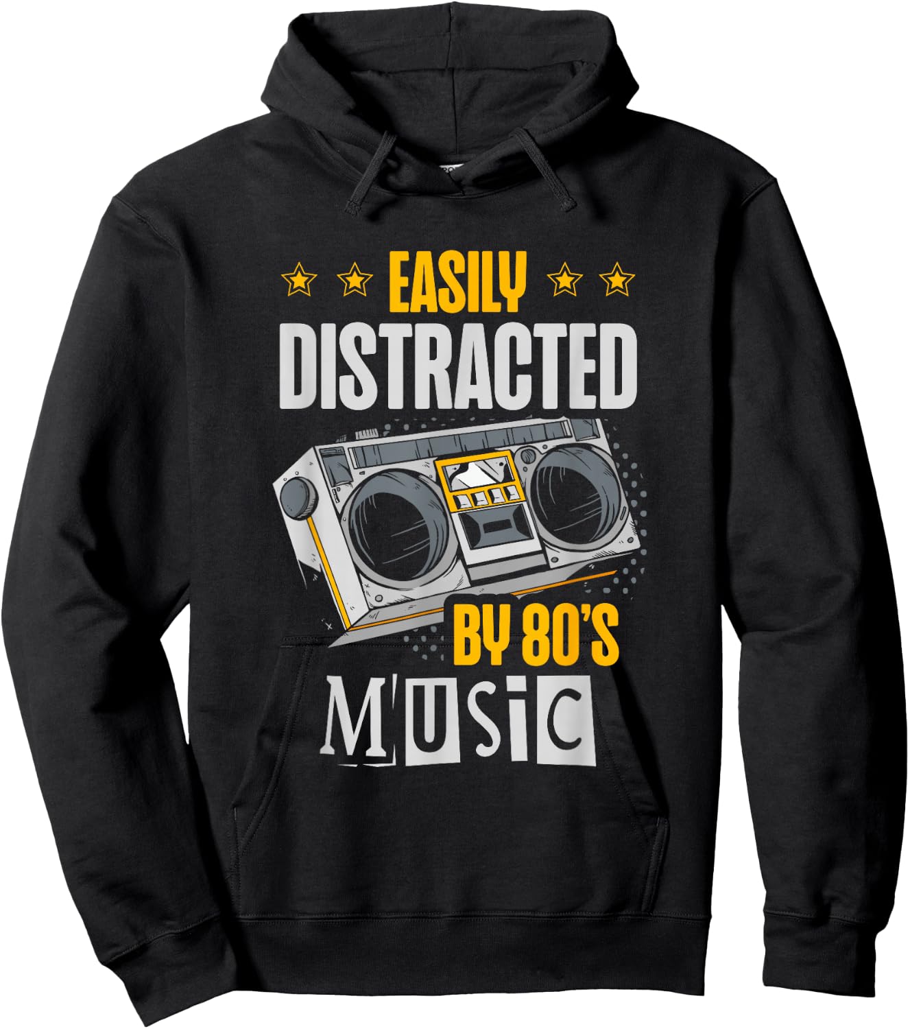 Easily Distracted By 80's Music Eighties 1980 80s Party Hoodie - Hoodie | Black