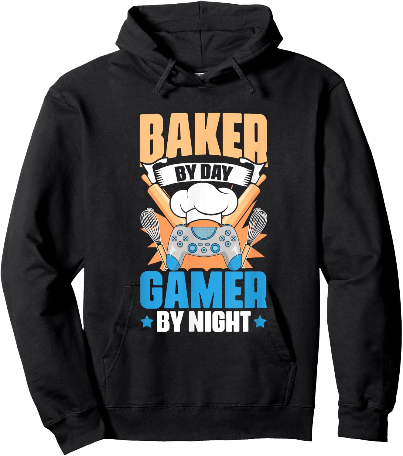 Baker Gamer Video Gaming | Bakery Pastry Baking Bread Baker Hoodie - Hoodie | Black
