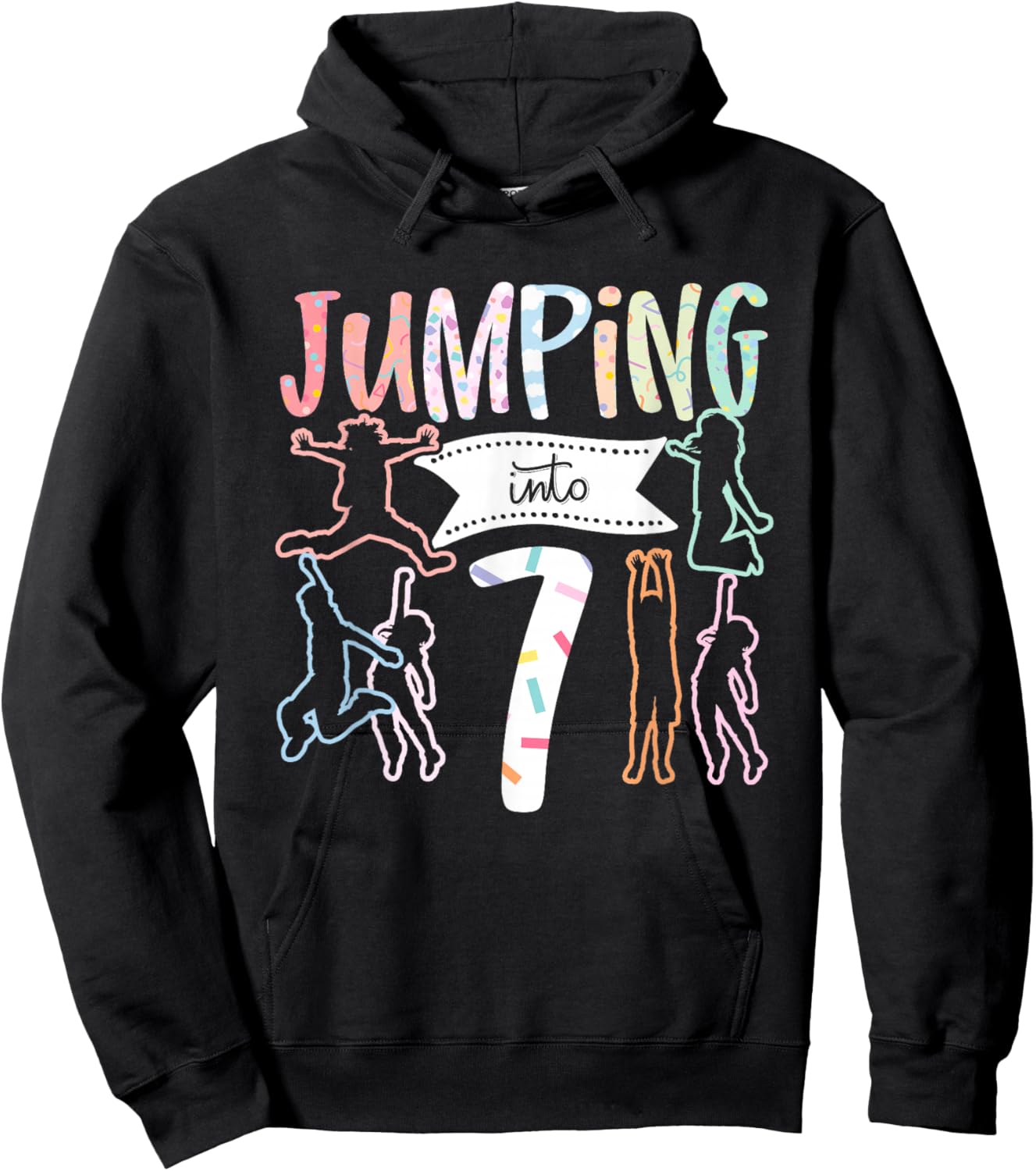 7th Birthday Jumping Into 7 Years Hoodie - Hoodie | Black