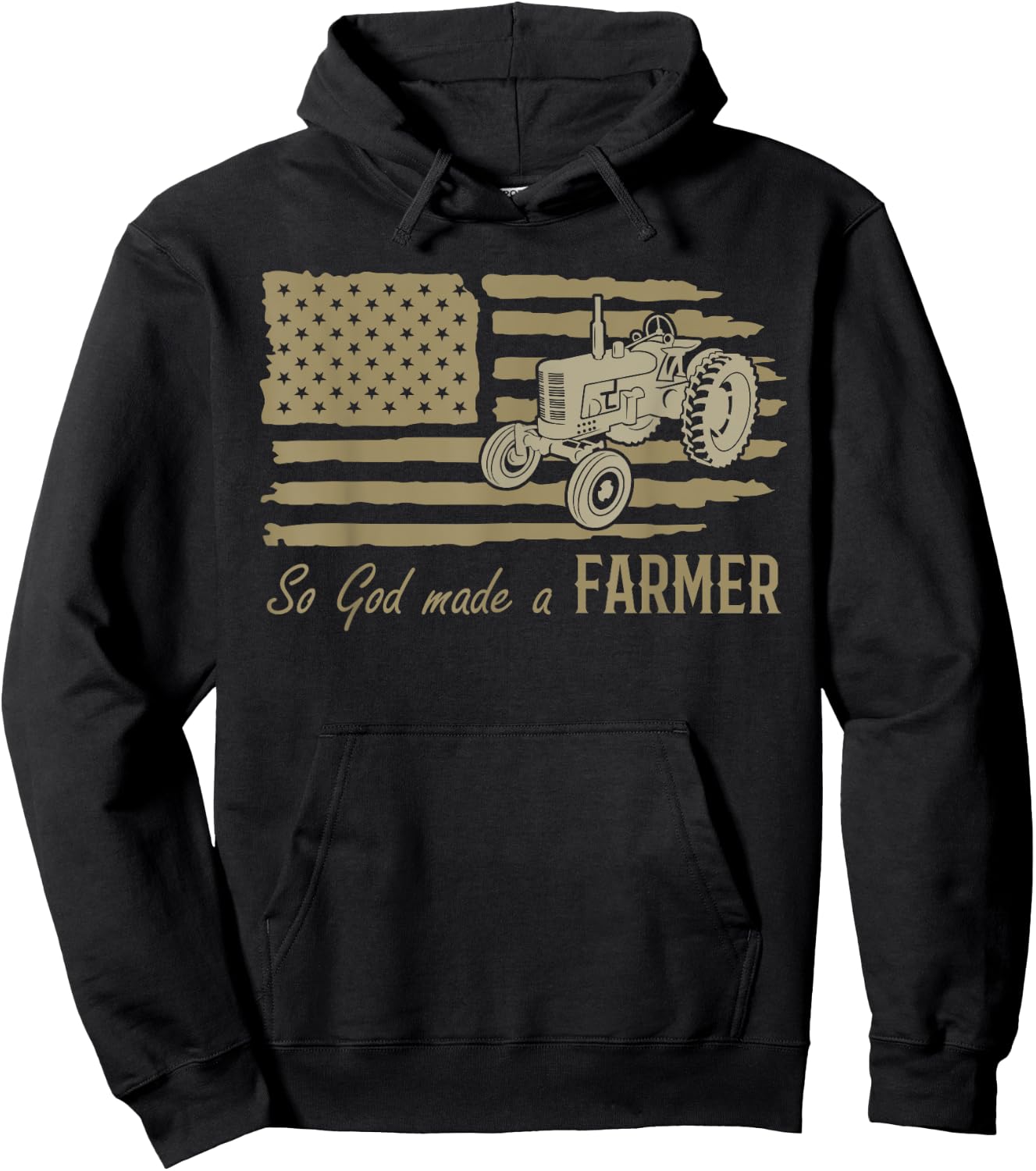 USA Patriotic American Flag Tractor So God Made A Farmer Hoodie - Hoodie | Black
