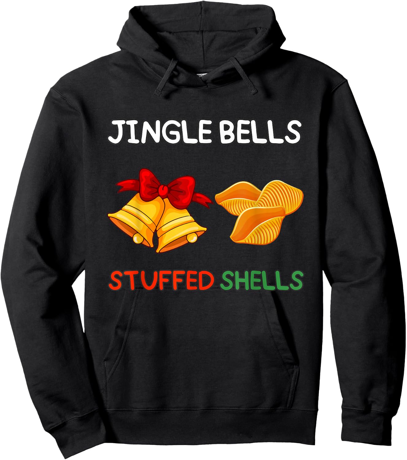 Jingle Bells Stuffed Shells Christmas Cute Funny Pasta Hoodie - Hoodie | Black