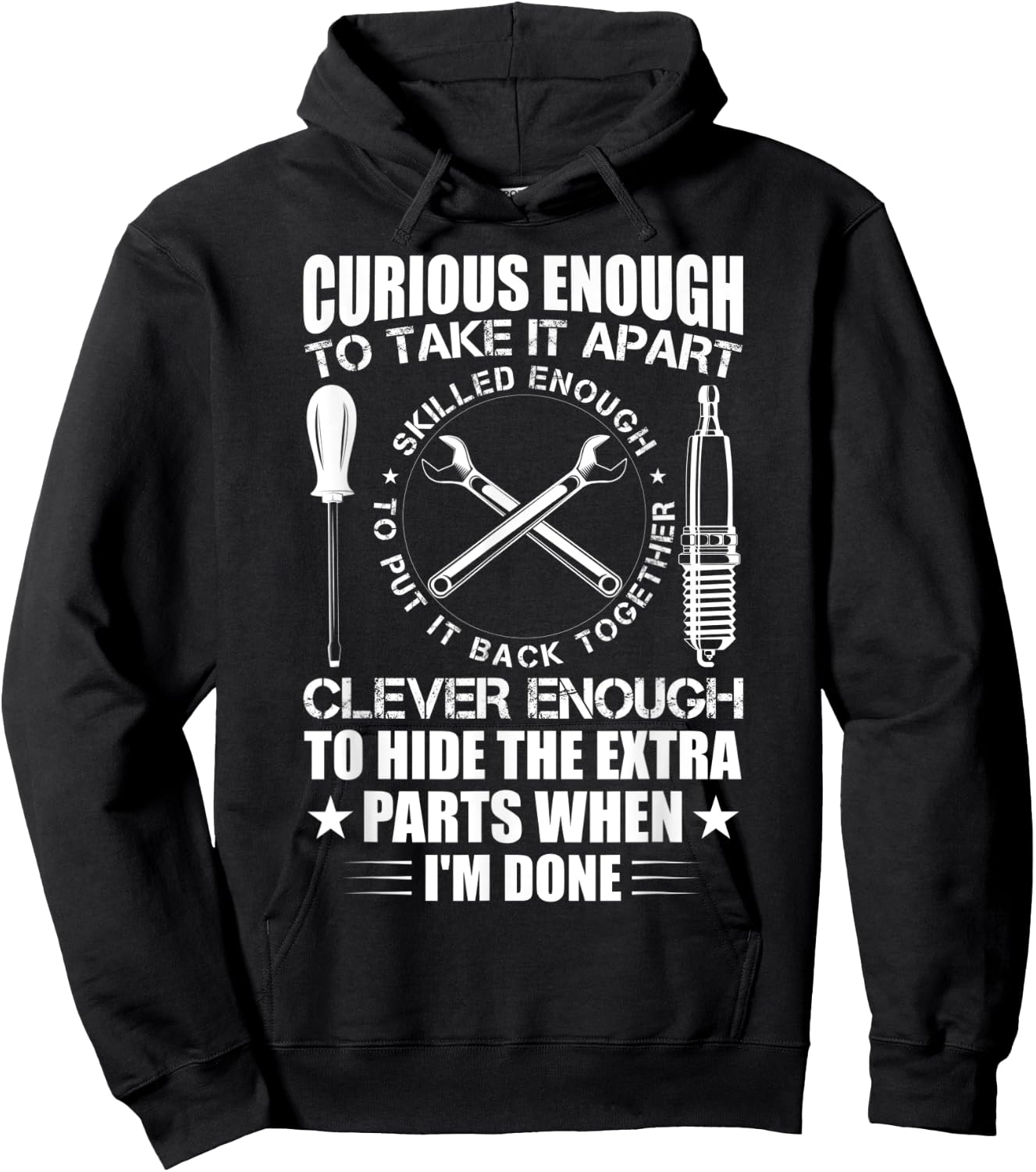 Curious Enough To Take It Apart Funny Mechanic Hoodie - Hoodie | Black